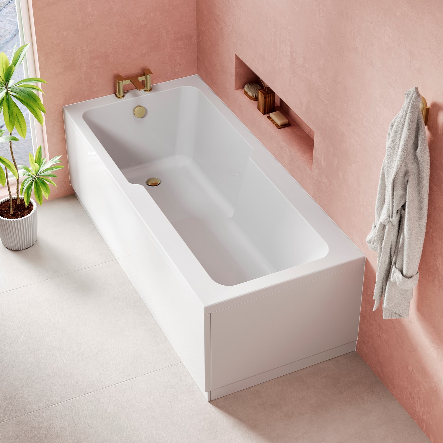 Armourcast Reinforced Keyhole Shower Bath - 1700 x 750mm | Tap Warehouse