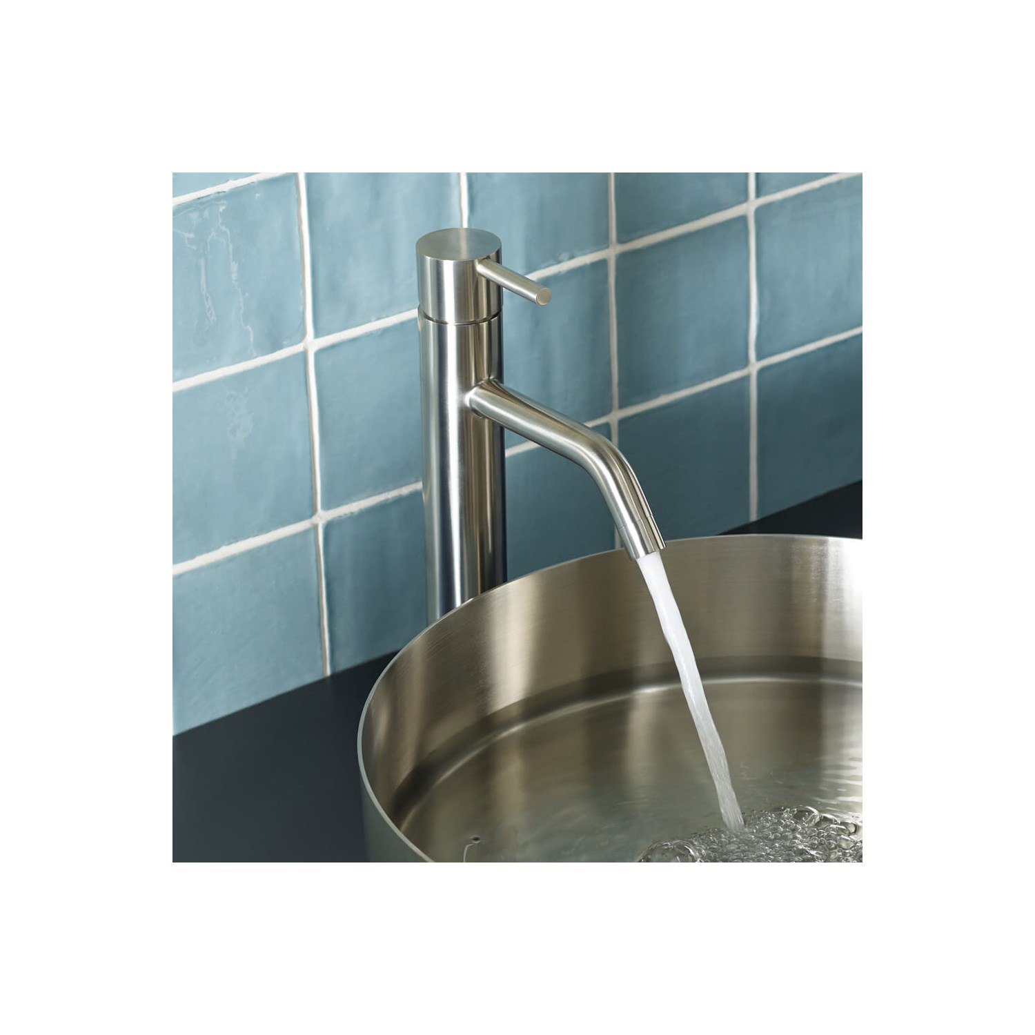 Inox Brushed Stainless Steel Tall Single Lever Basin Mixer