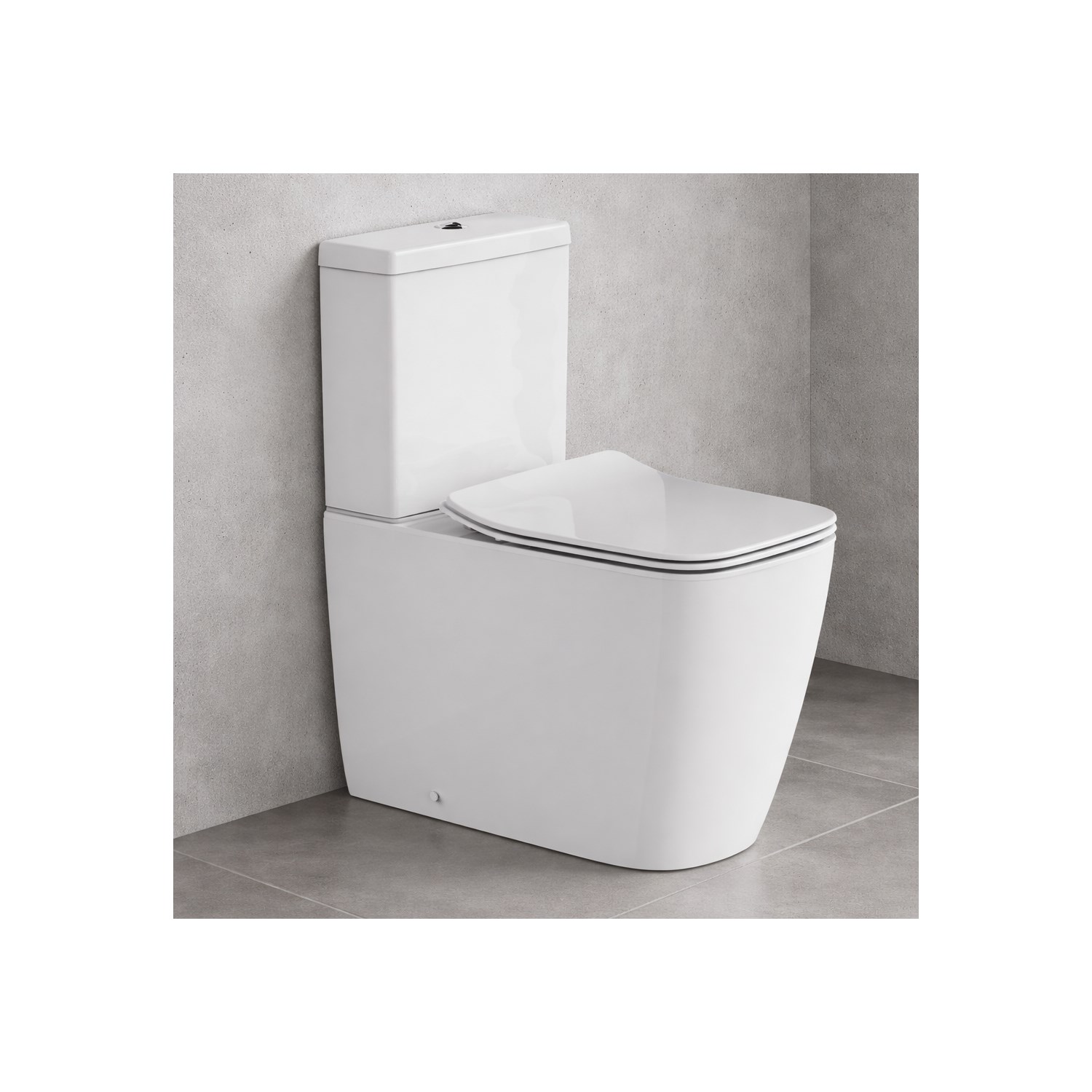 Britton Bathrooms Hoxton Square Rimless Back to Wall Close Coupled Toilet & Soft Close