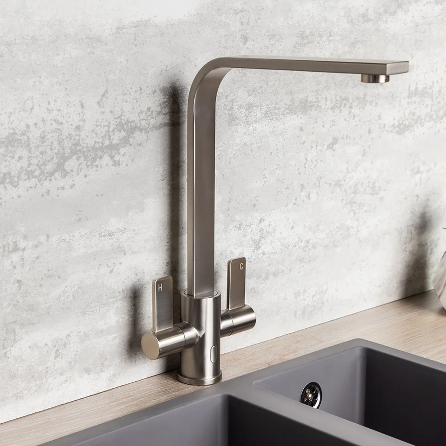 Rena Twin Lever Mono Kitchen Mixer Tap