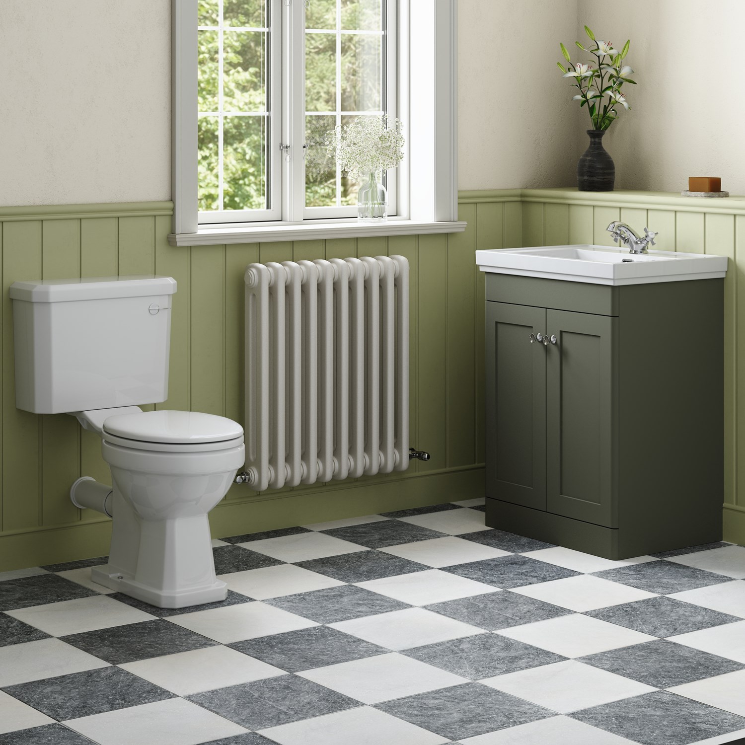 Butler & Rose Ophelia Traditional Toilet & 600mm Floorstanding Vanity Unit Bathroom Suite