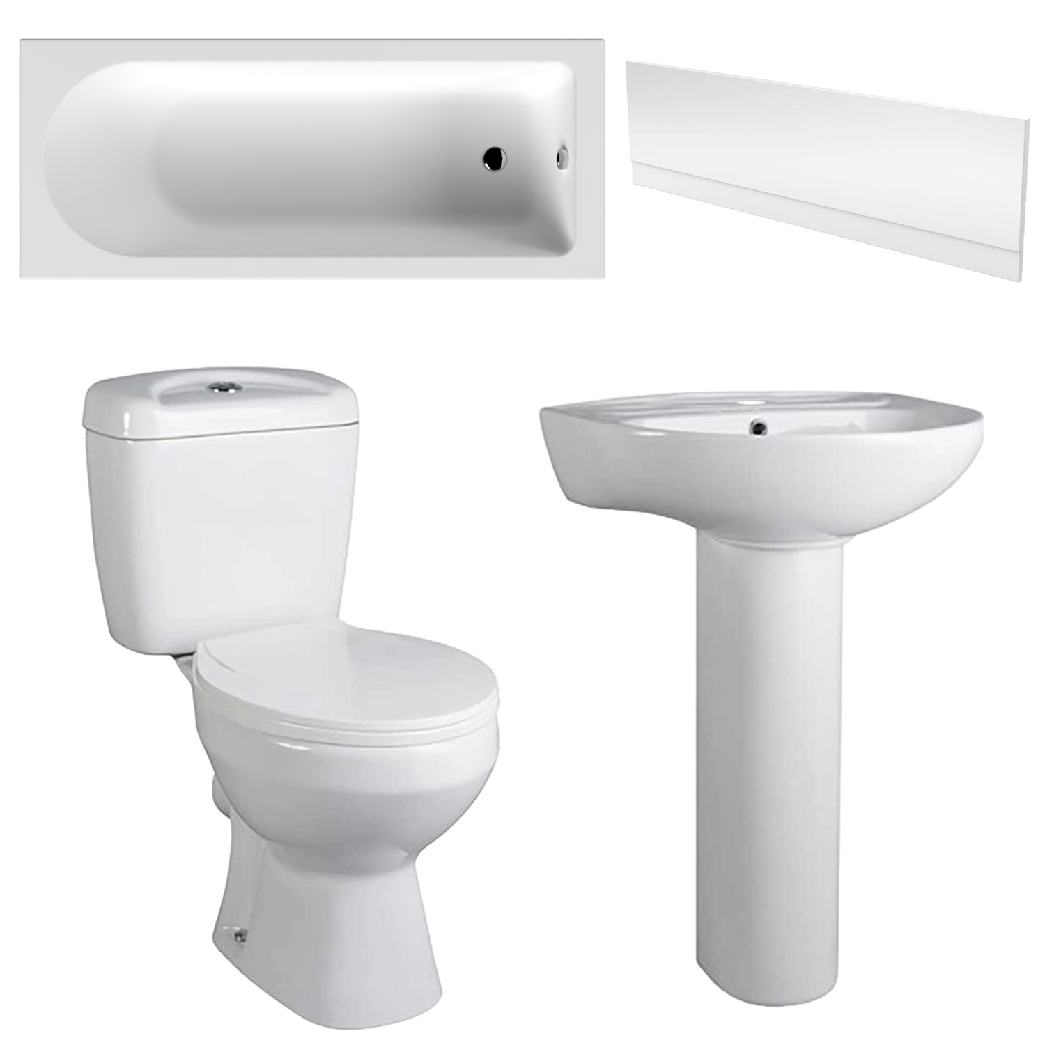 Emma 3 Piece Bathroom Suite with Front Bath Panel | Tap Warehouse