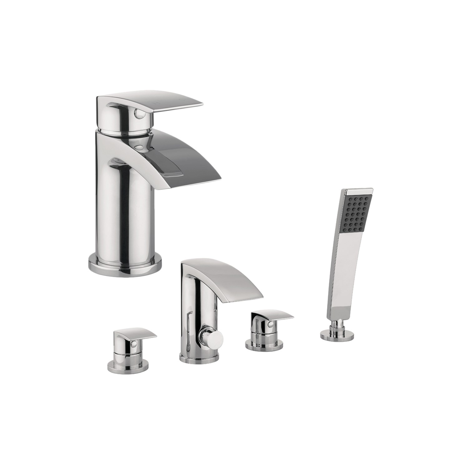 Proflow Tiera Basin Mixer with Clicker Waste & 4 Hole Bath Shower Mixer Value Pack