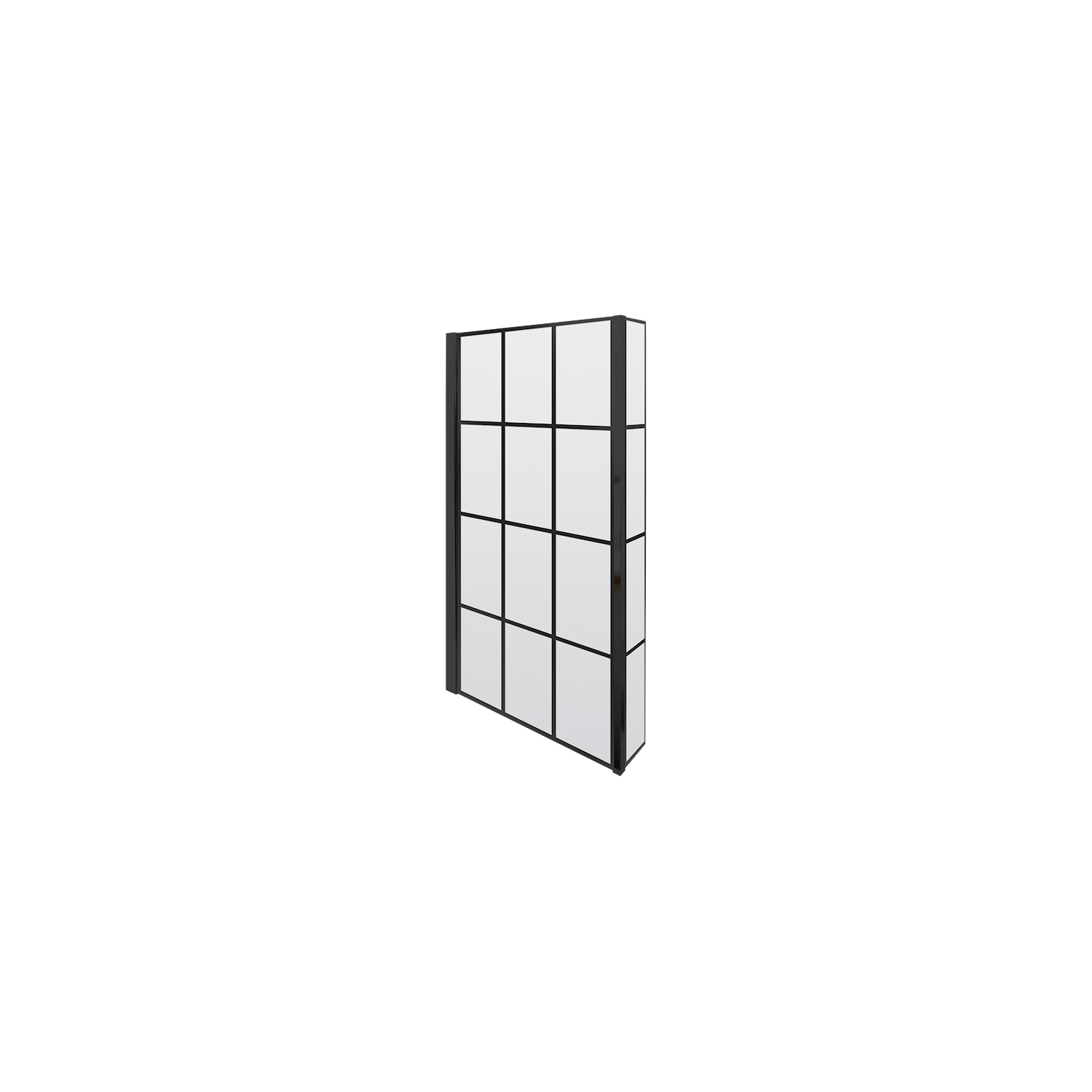 Vellamo City 6mm Matt Black Framed Hinged Bath Screen With Fixed Return - 1430 x 780mm