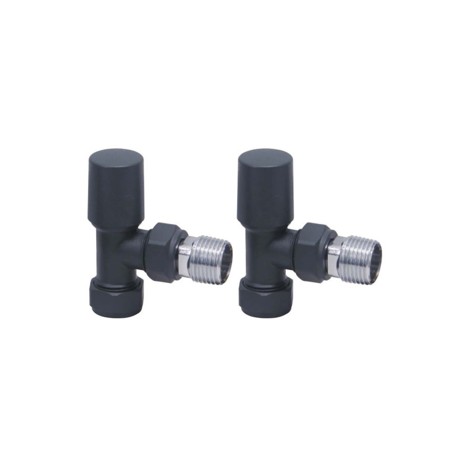 Brenton 15mm Angled Manual Radiator Valves - Carbon Anthracite