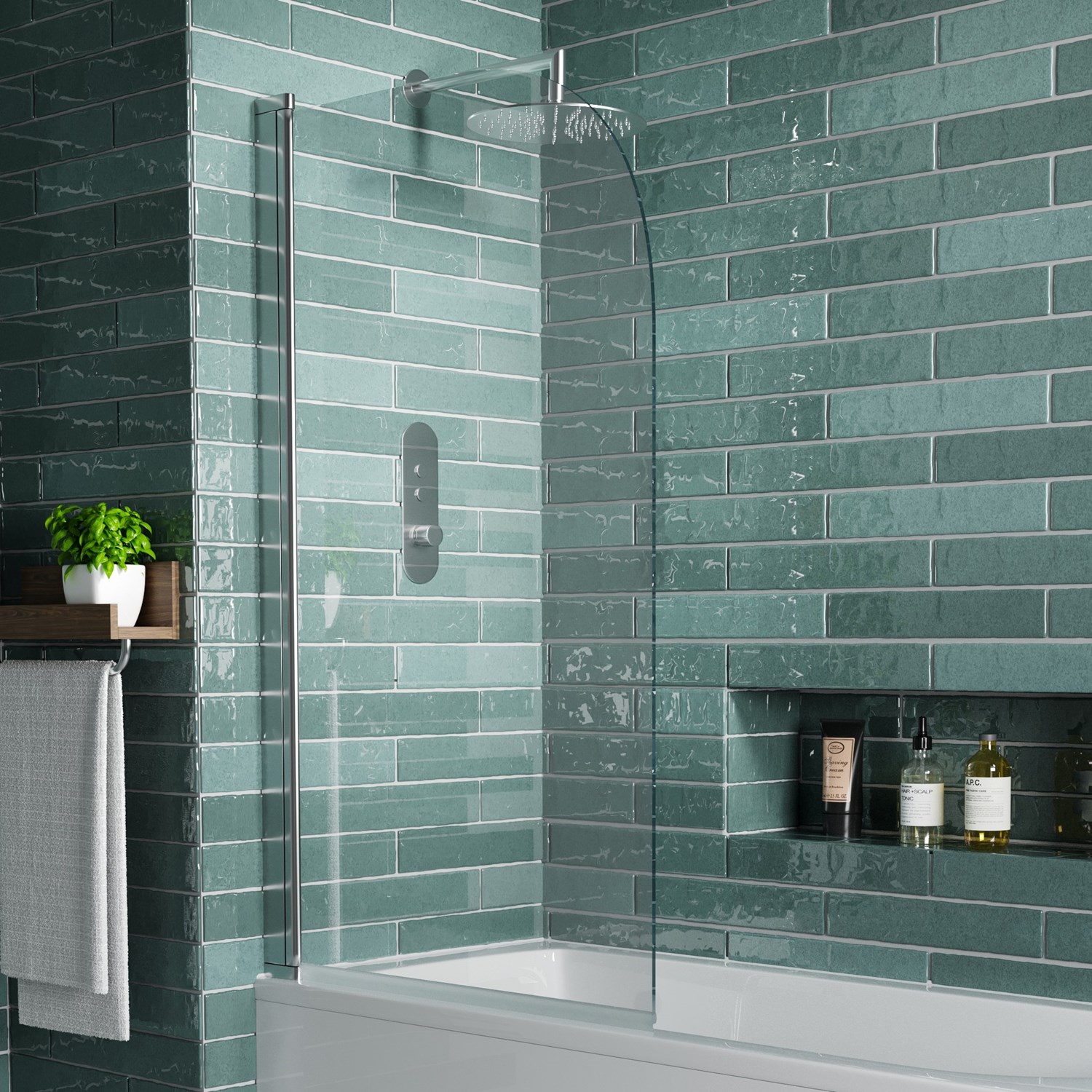 Vellamo Curved Corner Single Hinged Bath Screen - 1400 x 800mm | Tap ...