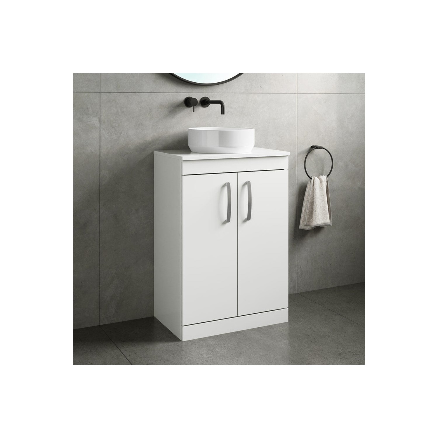 Emily 600mm Floorstanding 2 Door Vanity Unit and Countertop