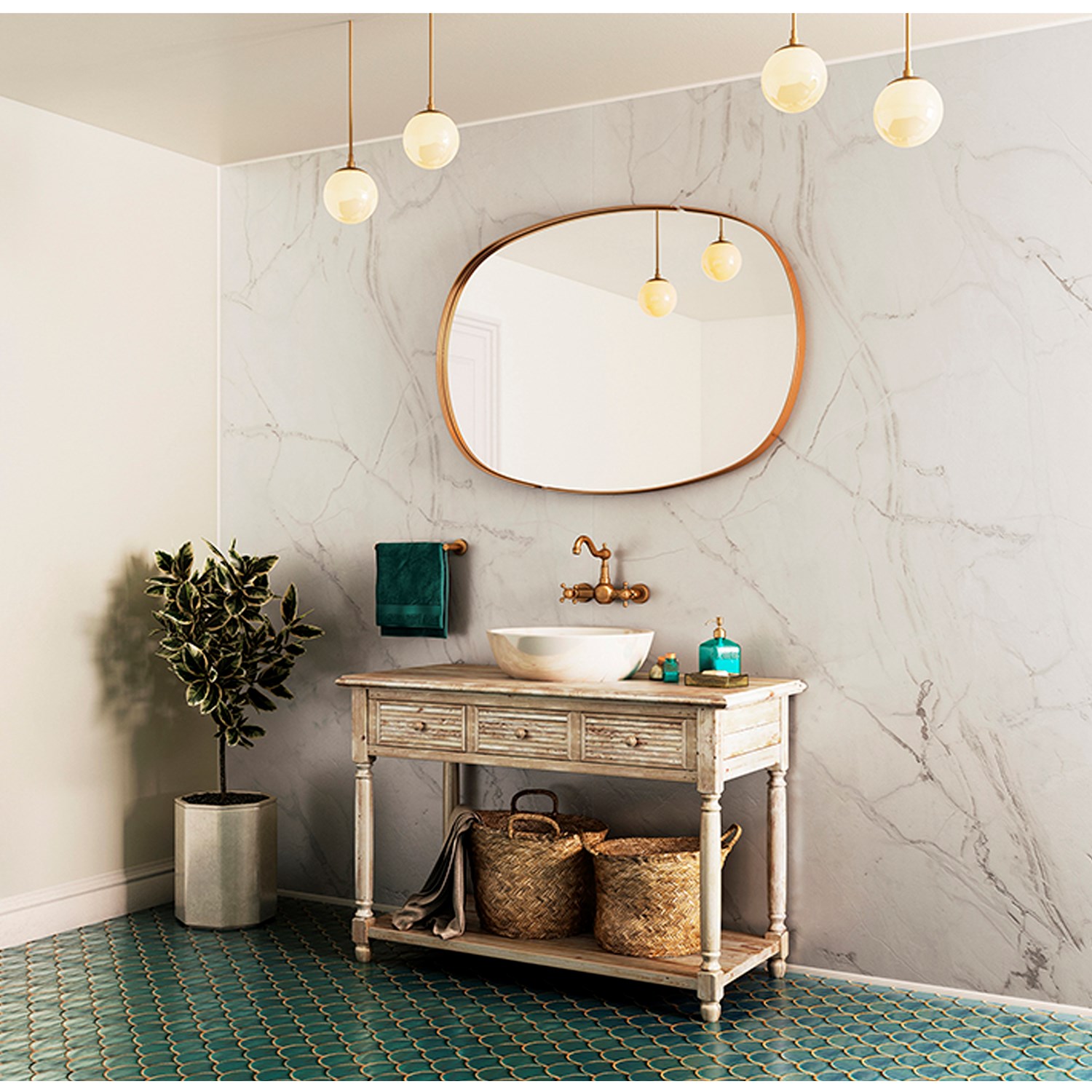Showerwall Ocean Marble Laminate Bathroom Wall Panel