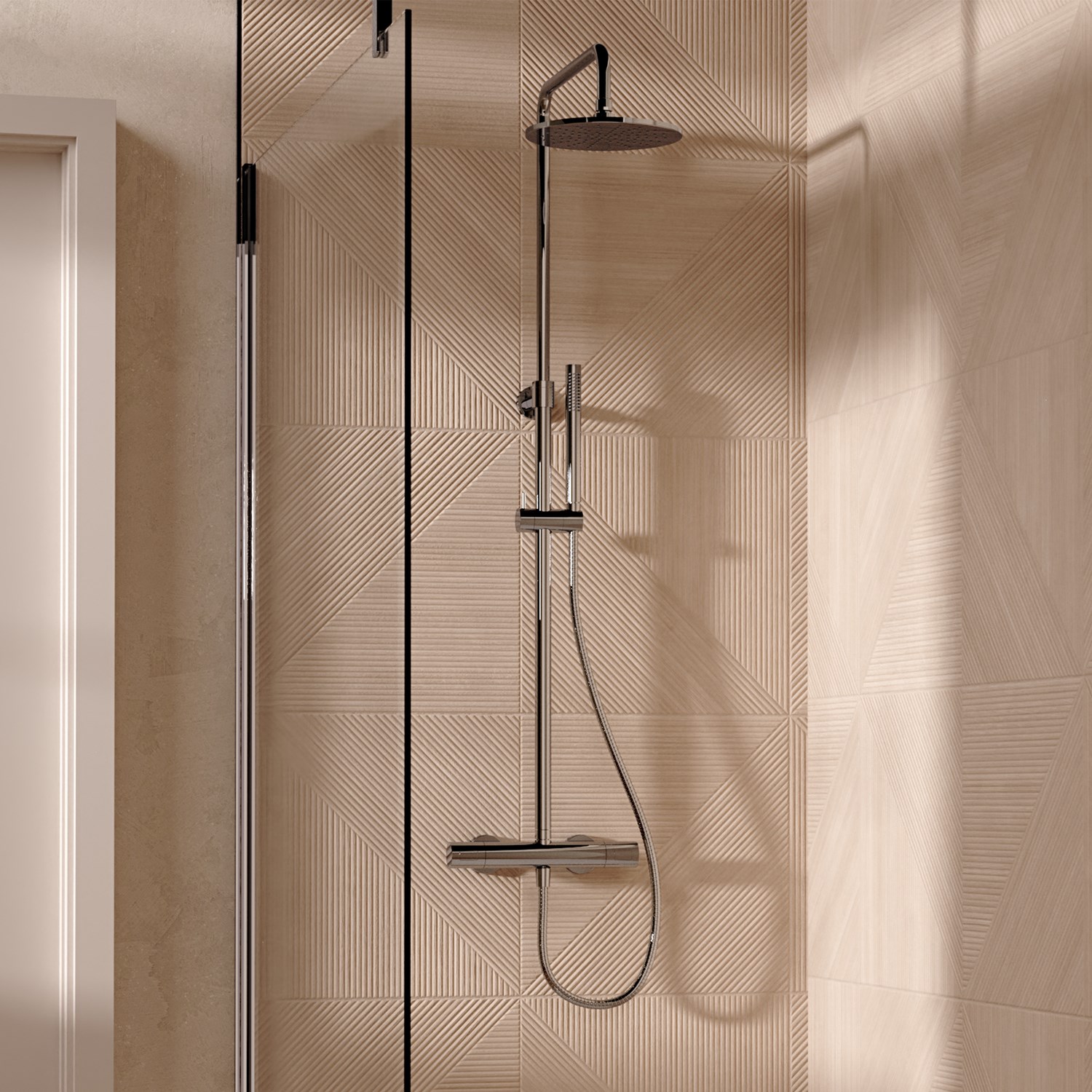 Crosswater Central Thermostatic Exposed Shower Kit With Height Adjustable Rigid Riser -
