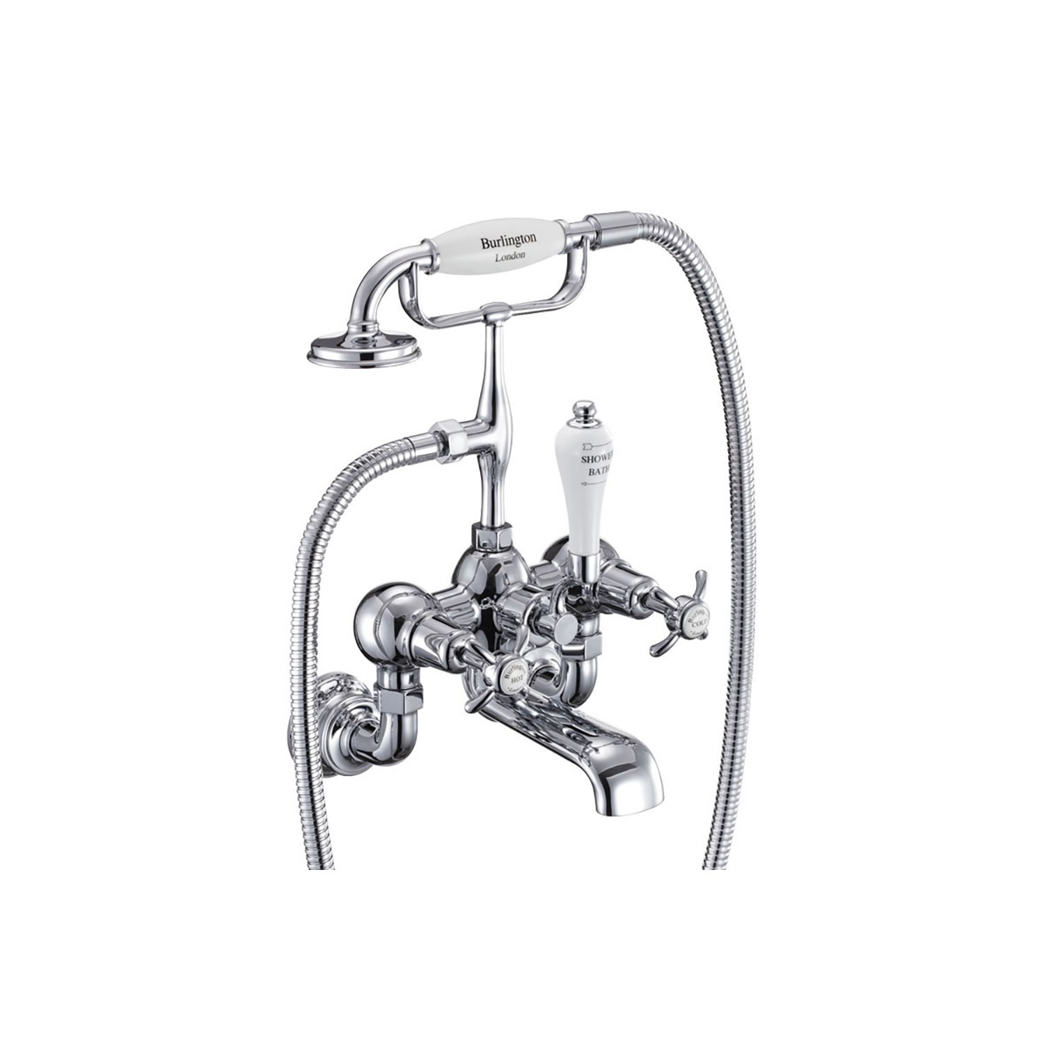 Burlington Anglesey Regent Tall Wall Mounted Bath Shower Mixer with Straight Valves