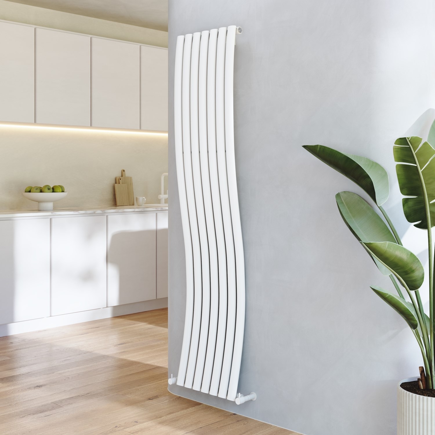 Dual Plumes Radiator Toasty Plume White Vertical Wave Radiator - 1800 x 415mm | Tap Warehouse