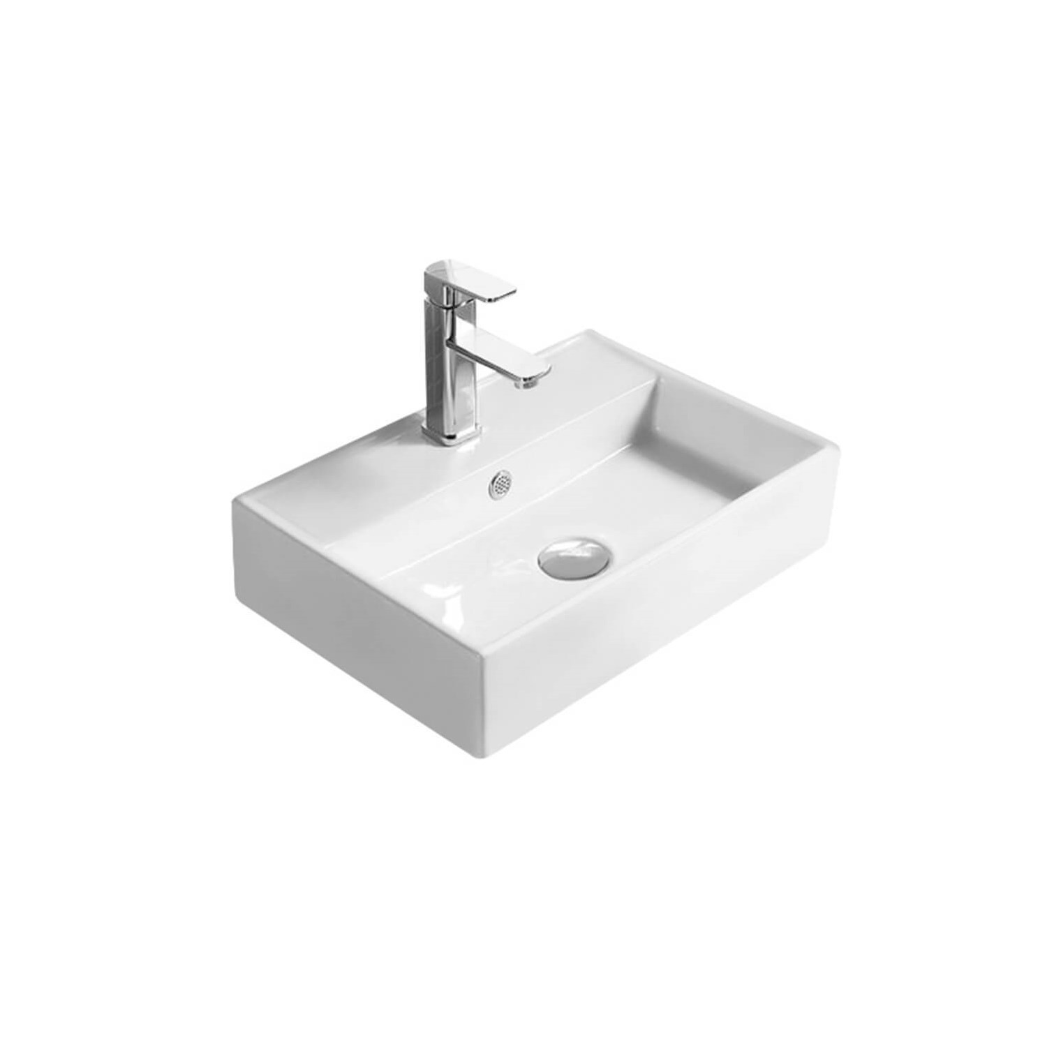 Hudson Reed 505mm Rectangular 1 Tap Hole Countertop Basin | Tap Warehouse