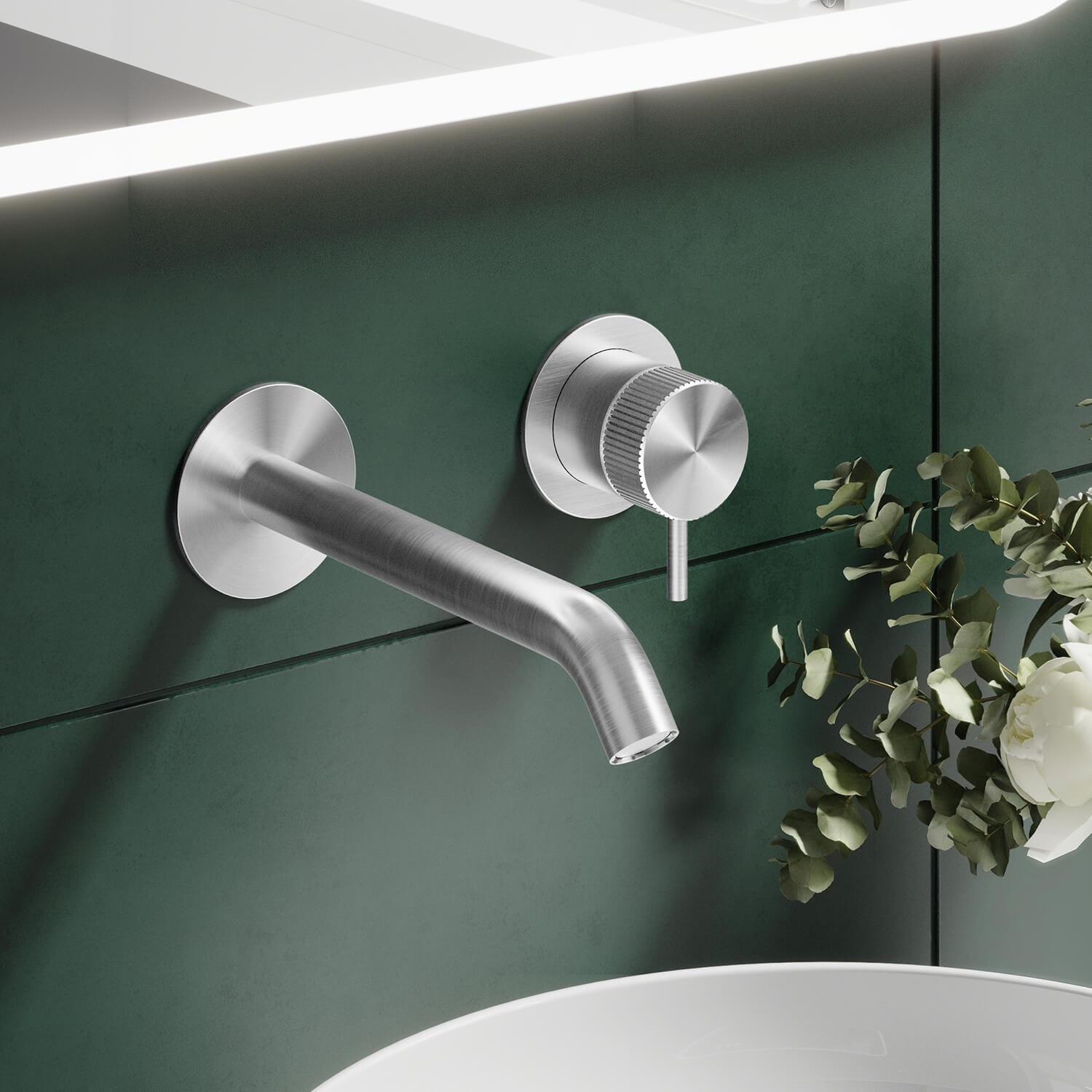 Crosswater 3ONE6 Stainless Steel Wall Mounted 2 Hole Basin Mixer Tap