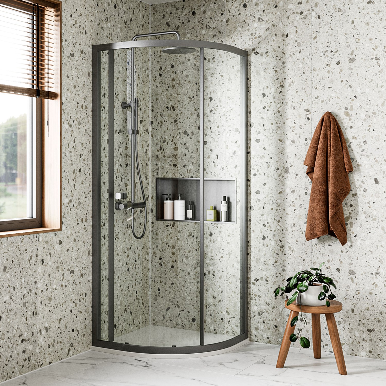 Sliding Taps Crosswater Clear 6 6mm Slate Sliding Single Door Quadrant Shower ...