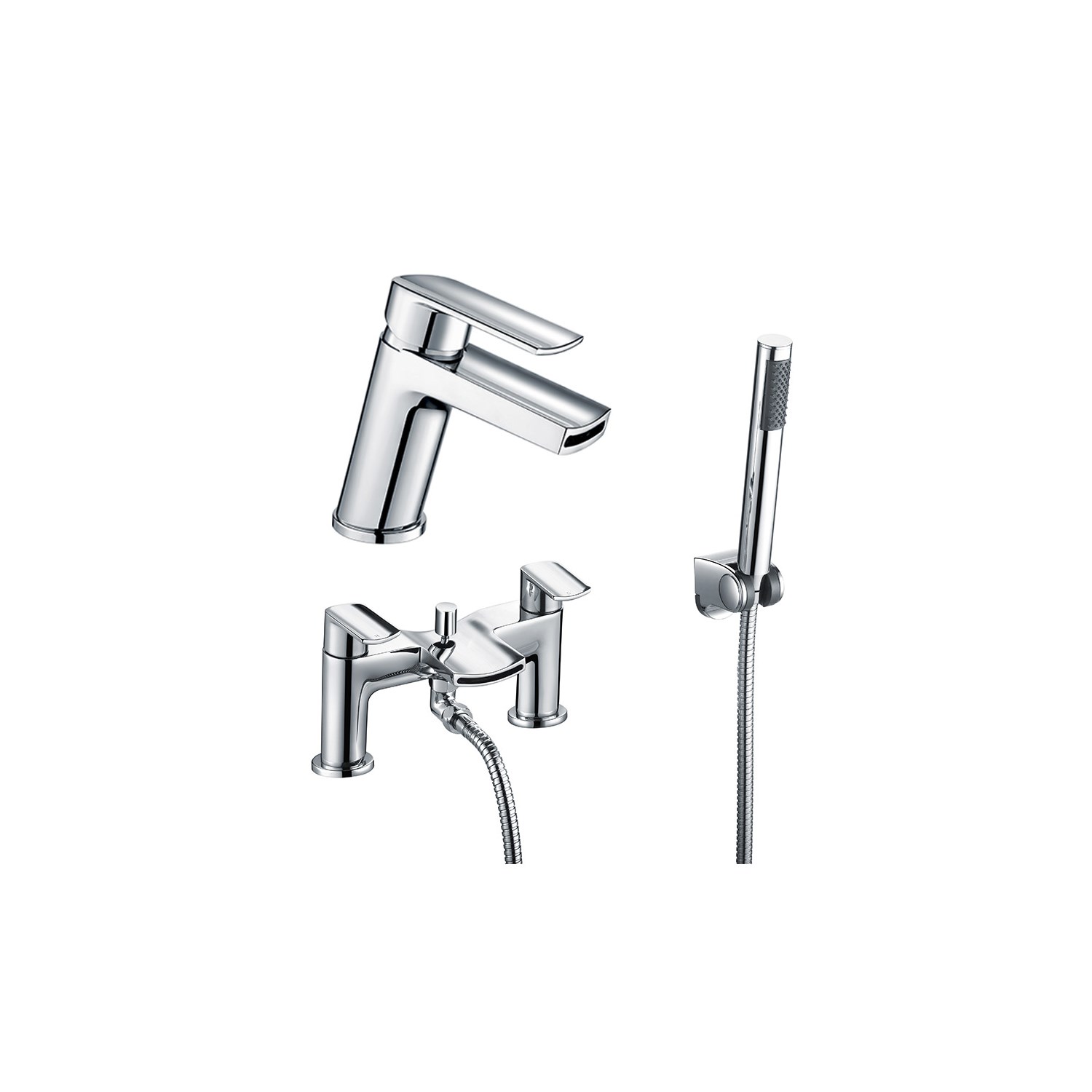 Vellamo Poise Mono Basin Mixer & Bath Shower Mixer with Shower Kit