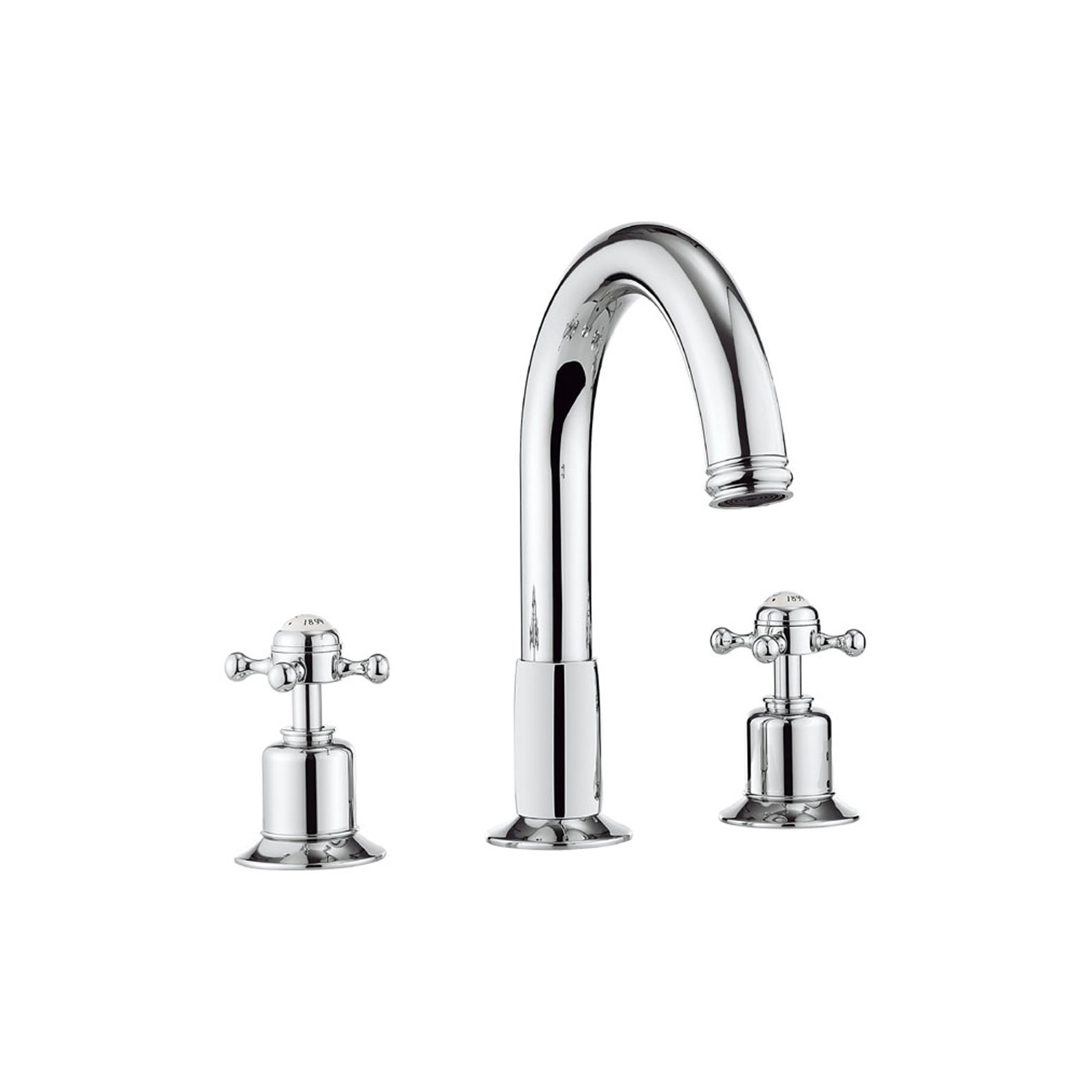 Crosswater Belgravia Crosshead Swan Neck Spout 3 Hole Tall Basin Mixer & Pop-up Waste