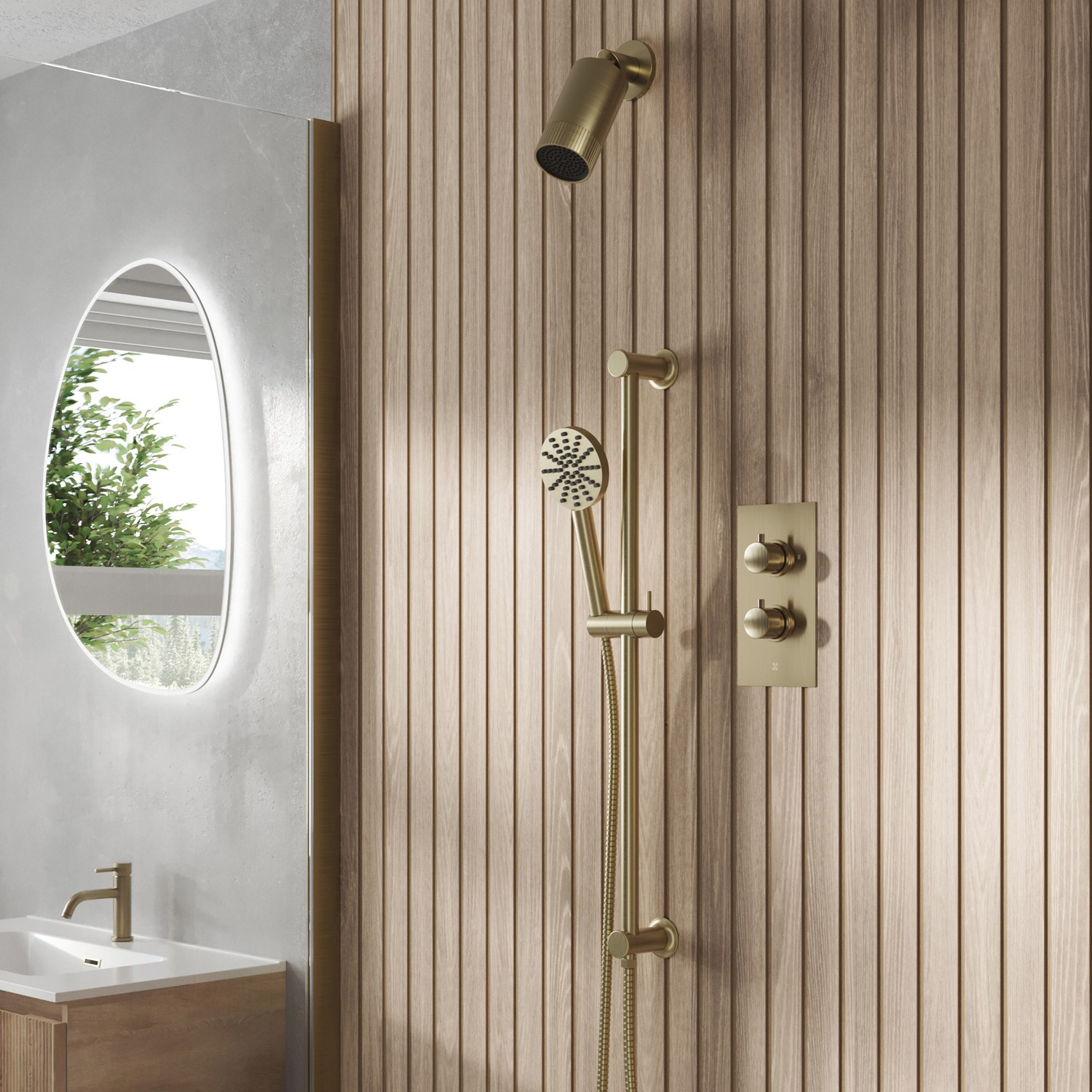 Core Shower Package with 2 Outlet Concealed Valve with Wall Mounted ...