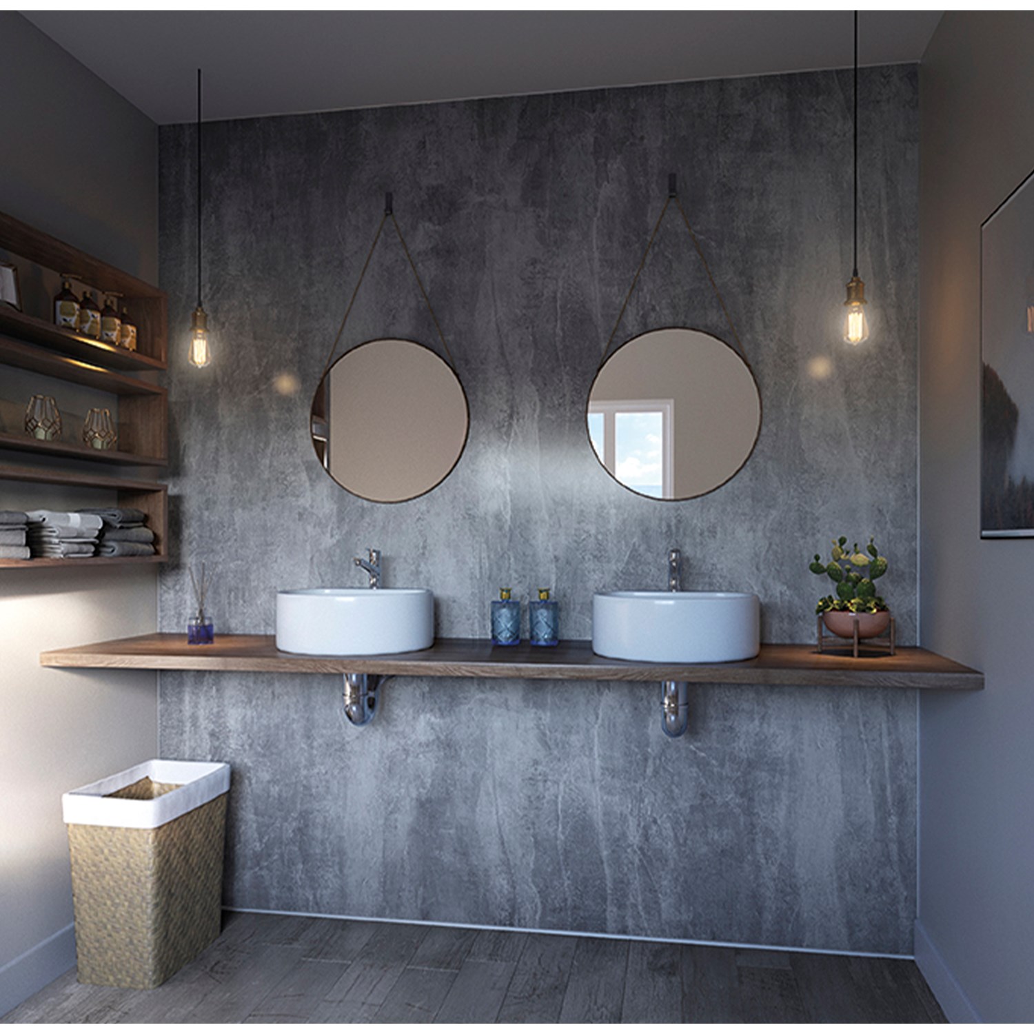 Showerwall Washed Charcoal Laminate Bathroom Wall Panel