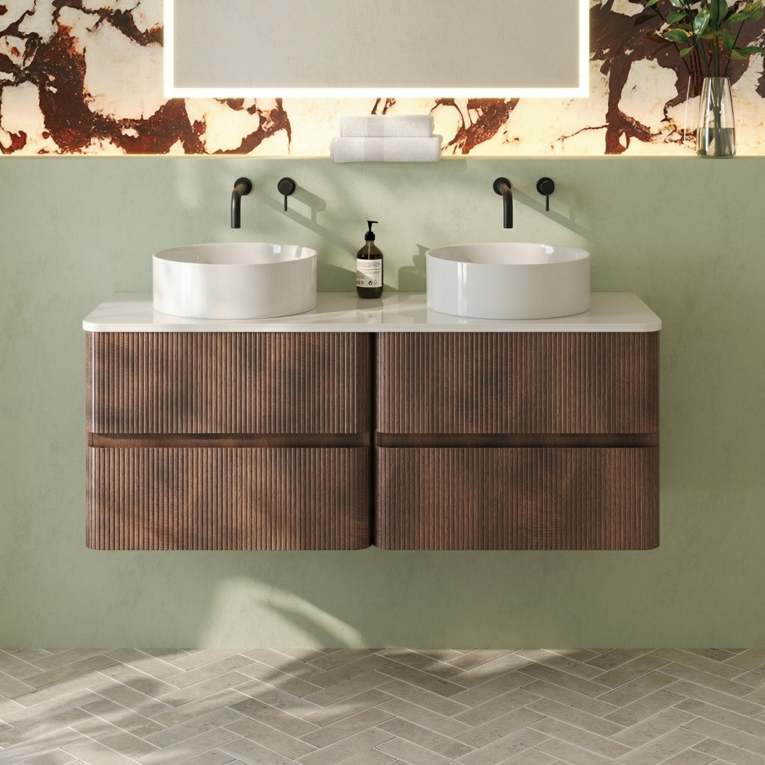 Drench Origin 1200mm Fluted Wall Mounted Vanity Unit & Countertop
