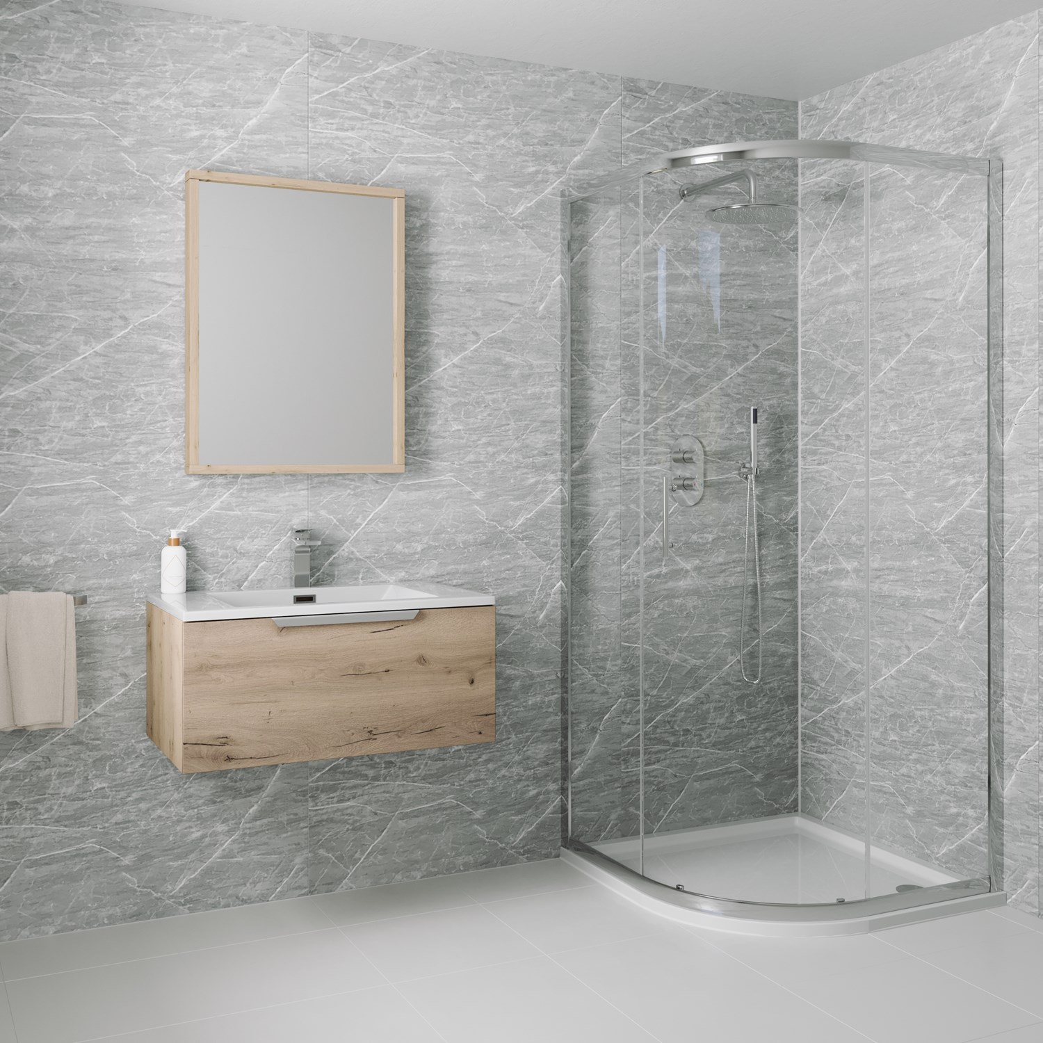 Drench Naturals Matt Grey Marble PVC Waterproof Bathroom Wall Panel ...