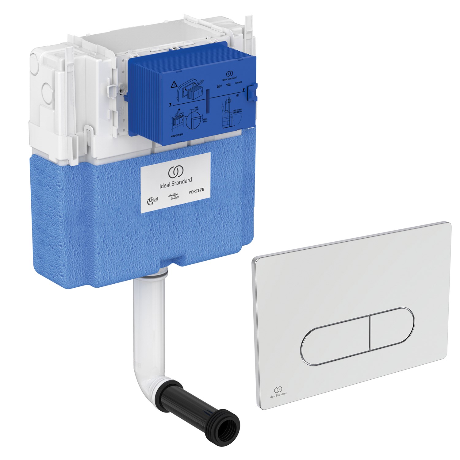 Ideal Standard ProSys WRAS Approved 150mm Depth Concealed Cistern & Chrome Dual Flush