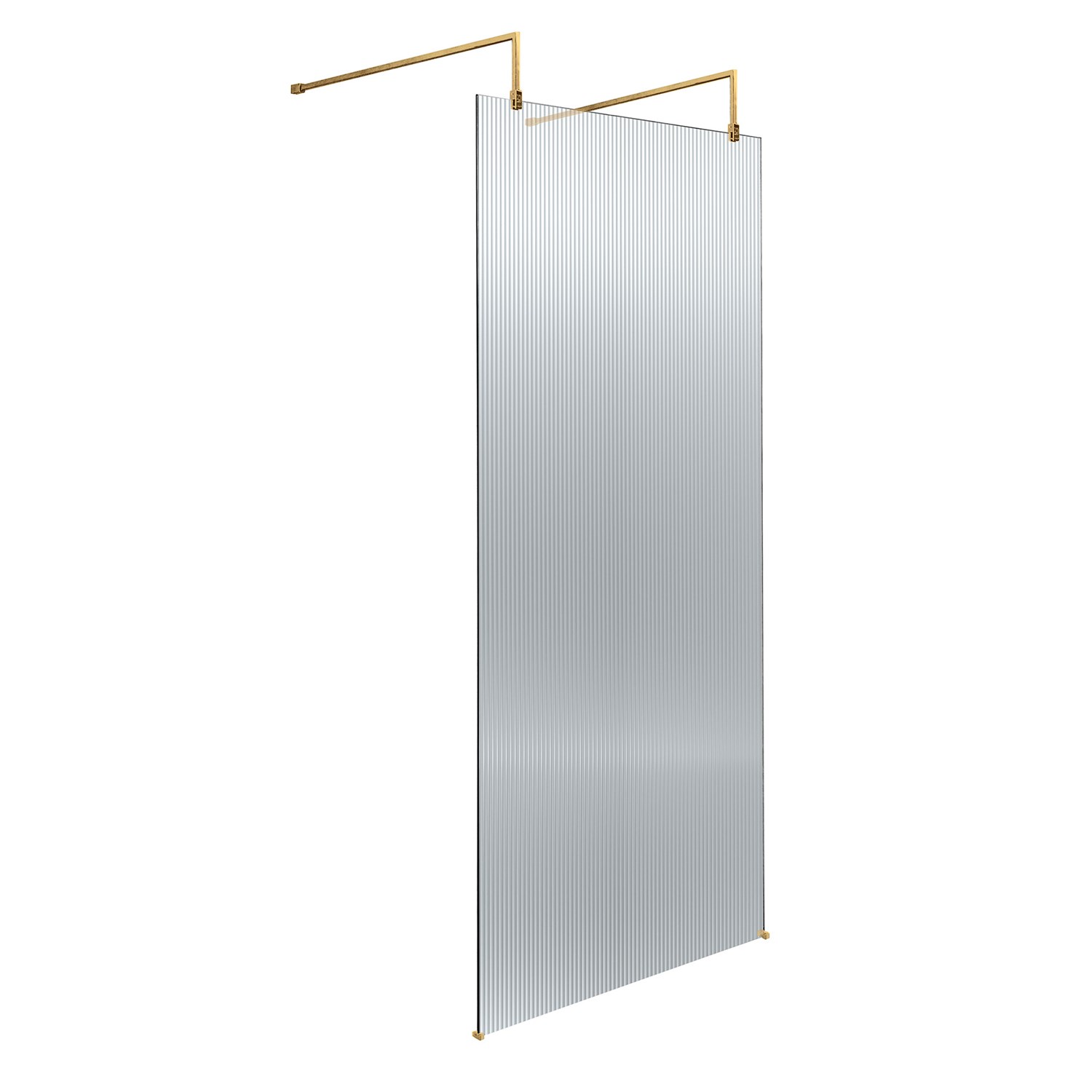 Walk In Control Panel Harbour Contour Fluted Brushed Brass Freestanding Walk In Panel & Two ...