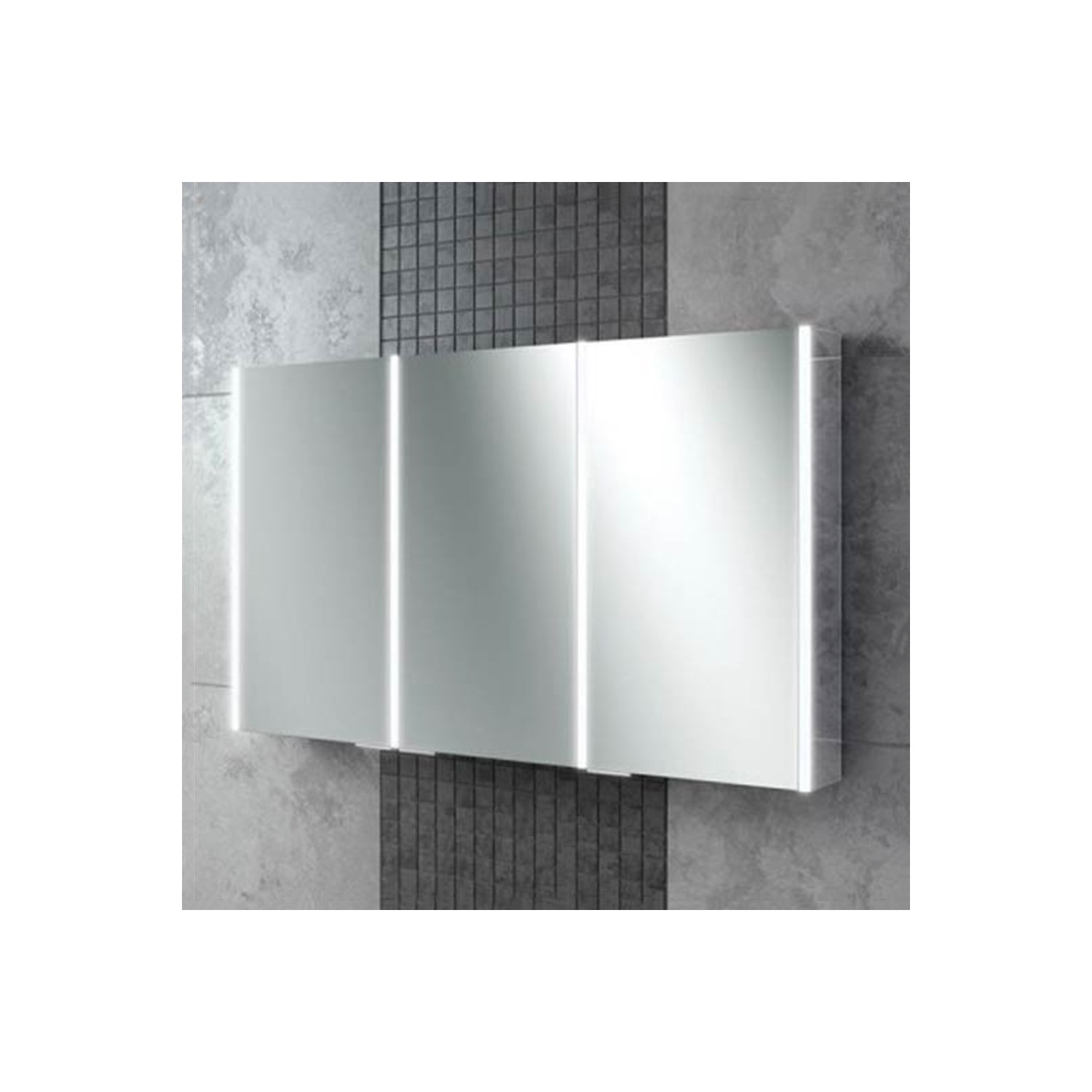 hib. Xenon 120 LED Illuminated Mirror Cabinet With Mirrored Sides
