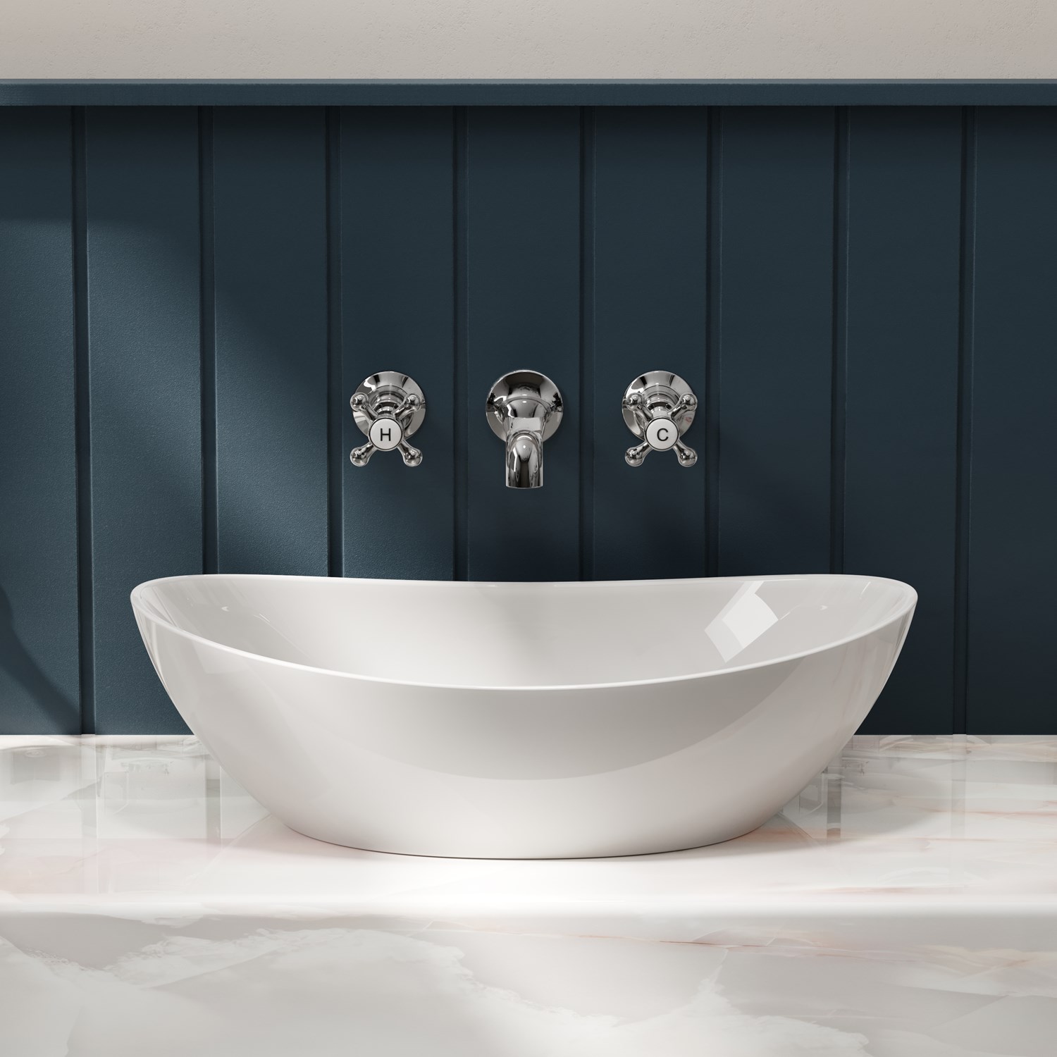Butler Basin Small Butler & Rose Ceramic Oval Countertop Basin - 560mm | Tap Warehouse