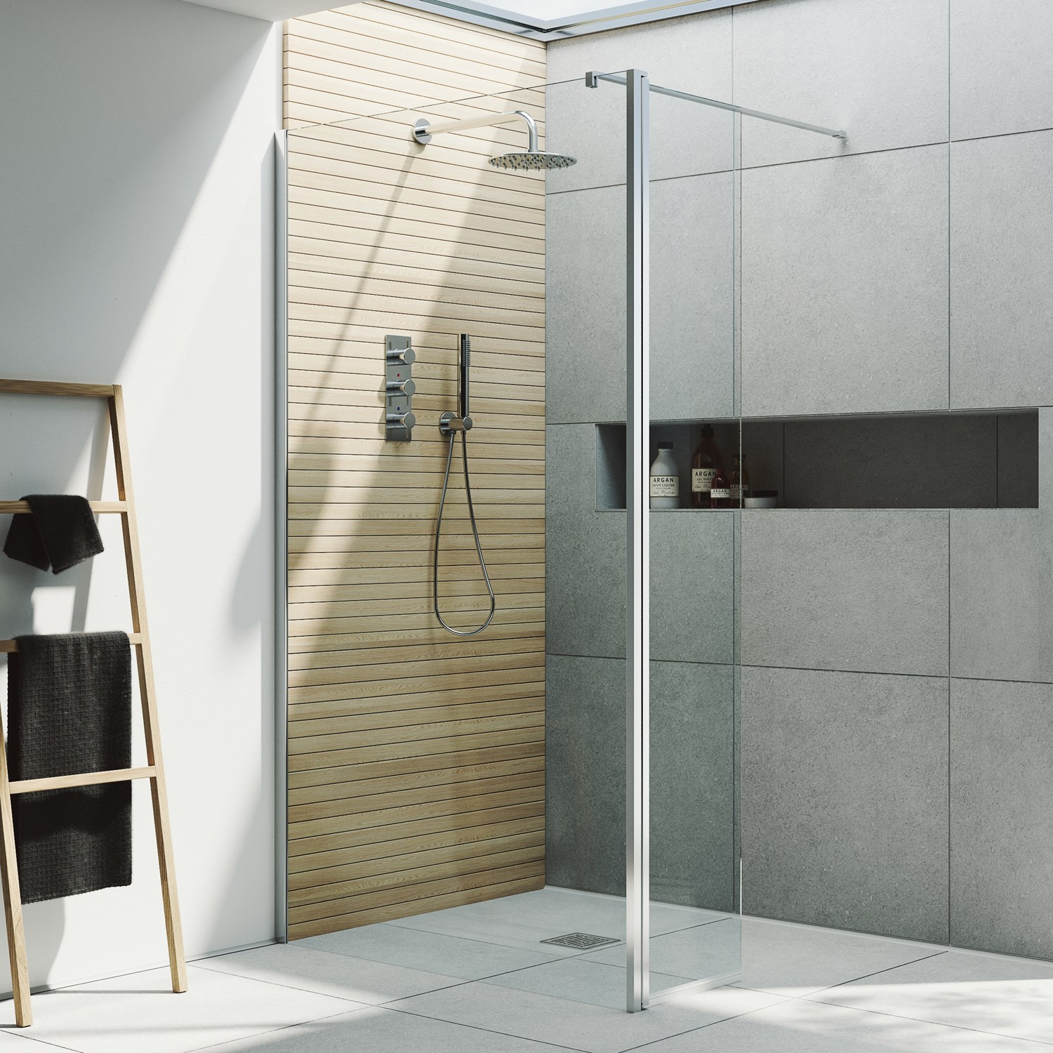 Harbour i10 10mm Easy Clean 2m Tall Wetroom Panel & Hinged Return Panel - Chrome