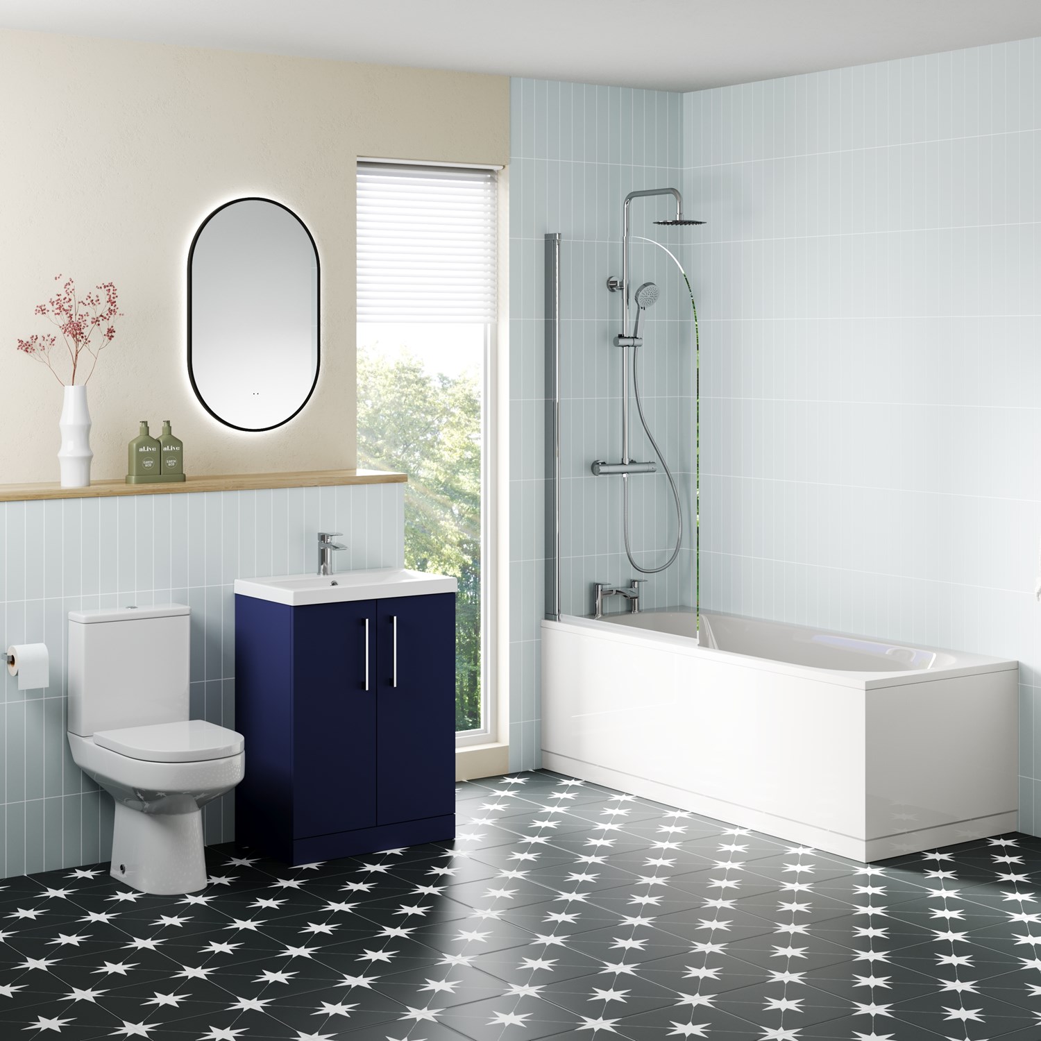 Erin Reinforced Shower Bath Suite with Rimless Toilet