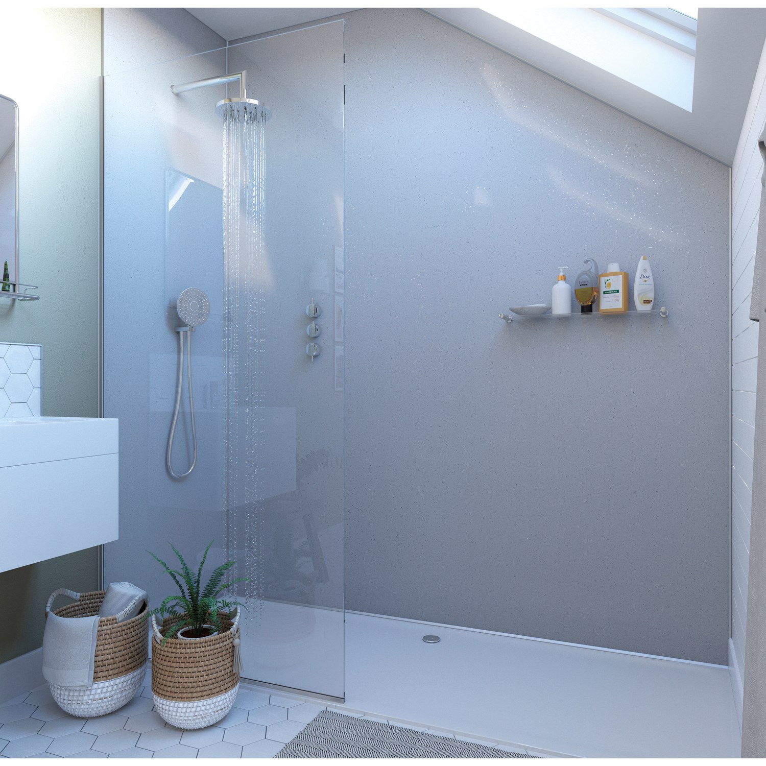 Showerwall White Sparkle Laminate Bathroom Wall Panel | Tap Warehouse