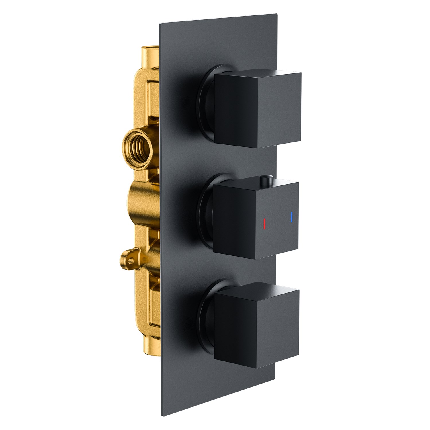 Harbour Status Matt Black 2 Outlet Concealed Thermostatic Shower Valve