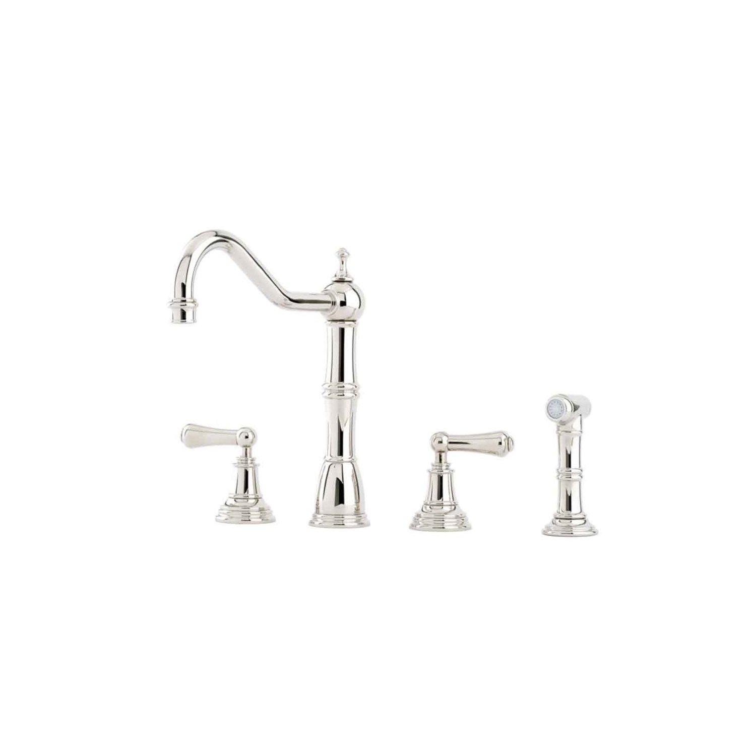 4775 Perrin & Rowe Alsace Four Hole Sink Mixer Tap Crosshead Handles And Rinse 2270 Dv P