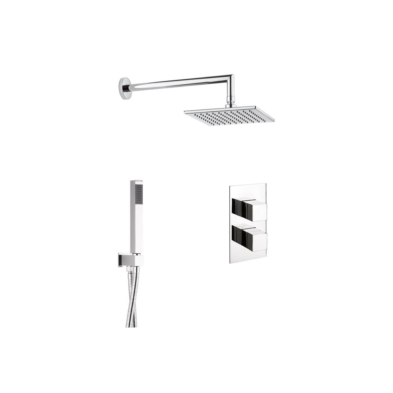 Crosswater Water Square 2 Outlet 2 Handle Shower Bundle - Chrome