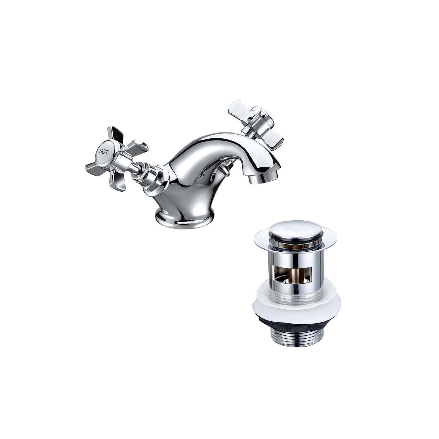 Modern Waterfall Bathroom Tap Basin Sink Mono Mixer Chrome + Waste On OnBuy
