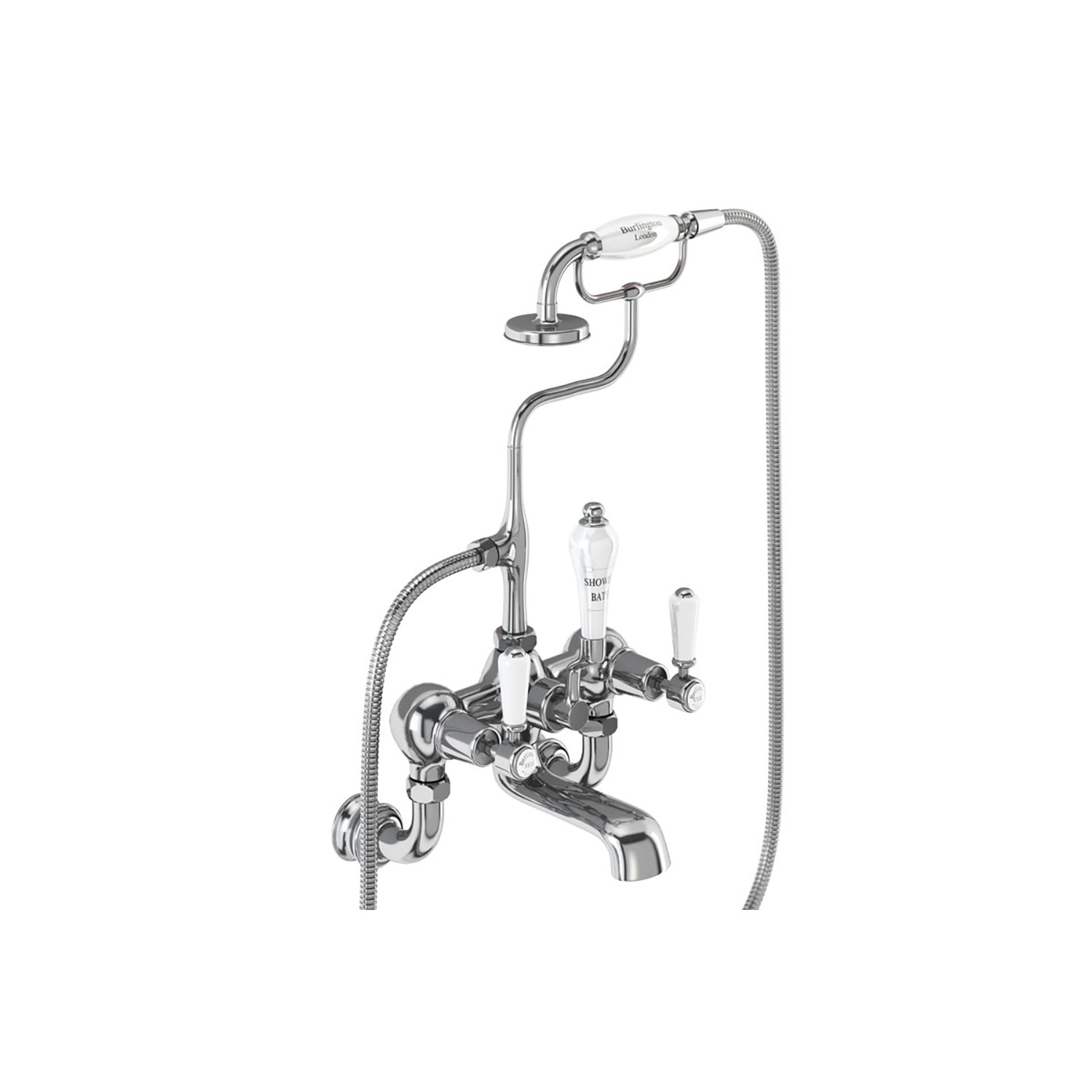 Burlington Kensington Regent Tall Wall Mounted Bath Shower Mixer with Straight Valves