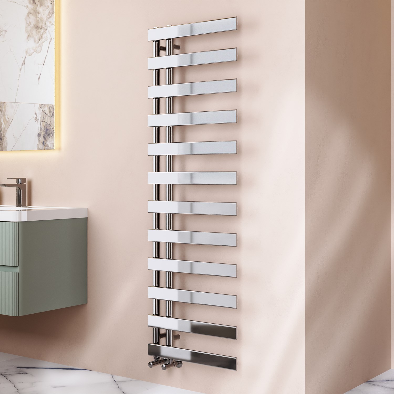 Toasty Retreat Chrome Offset Heated Towel Rail