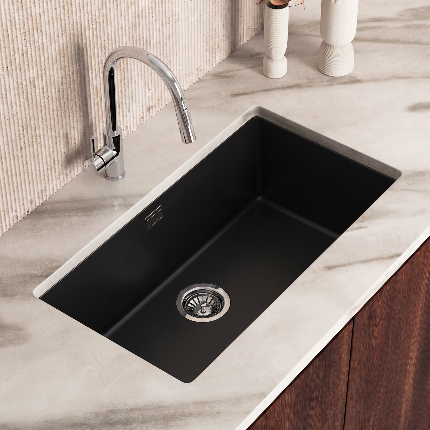 Vellamo Terra XL 1 Bowl Granite Composite Inset / Undermount Kitchen Sink & Waste - 774 x