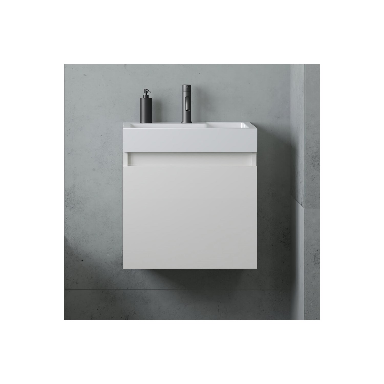 Minnie 500mm Wall Mounted 1 Door Vanity Unit & Polymarble Basin - Gloss White