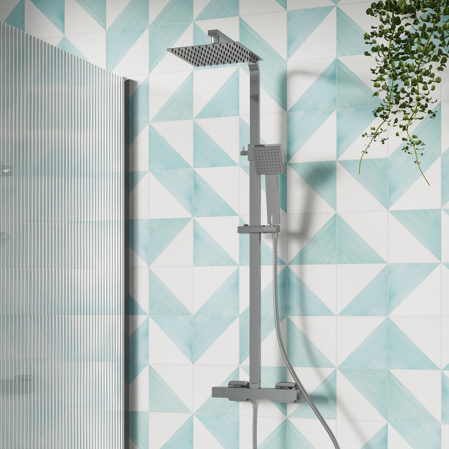 Square Shower Riser Kit Drench Exposed Square Rigid Riser Thermostatic Shower Kit | Tap Warehouse