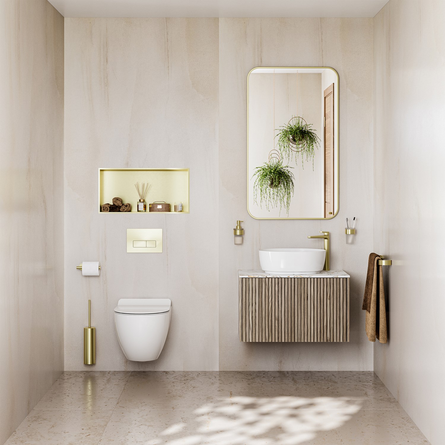 Showerwall Indiana Limestone Hydrocore Laminate Bathroom Wall Panel