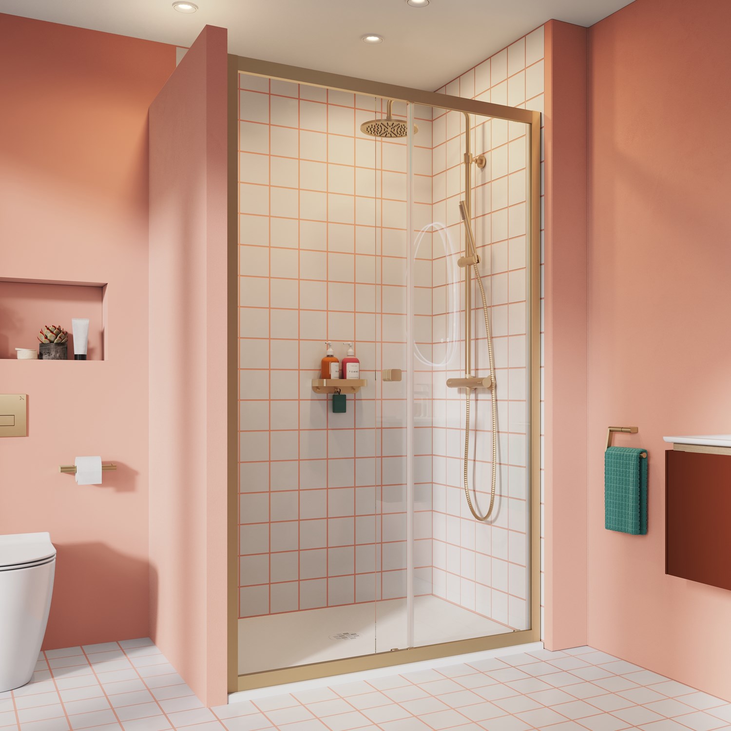 Sliding Taps Crosswater Clear 6 6mm Brushed Brass Single Sliding Door & Optional ...