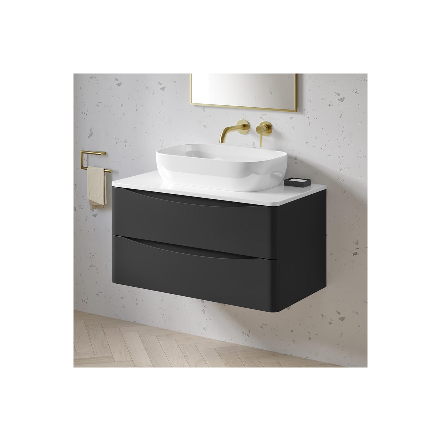 Harbour Clarity 900mm Wall Mounted Vanity Unit & Countertop Tap Warehouse