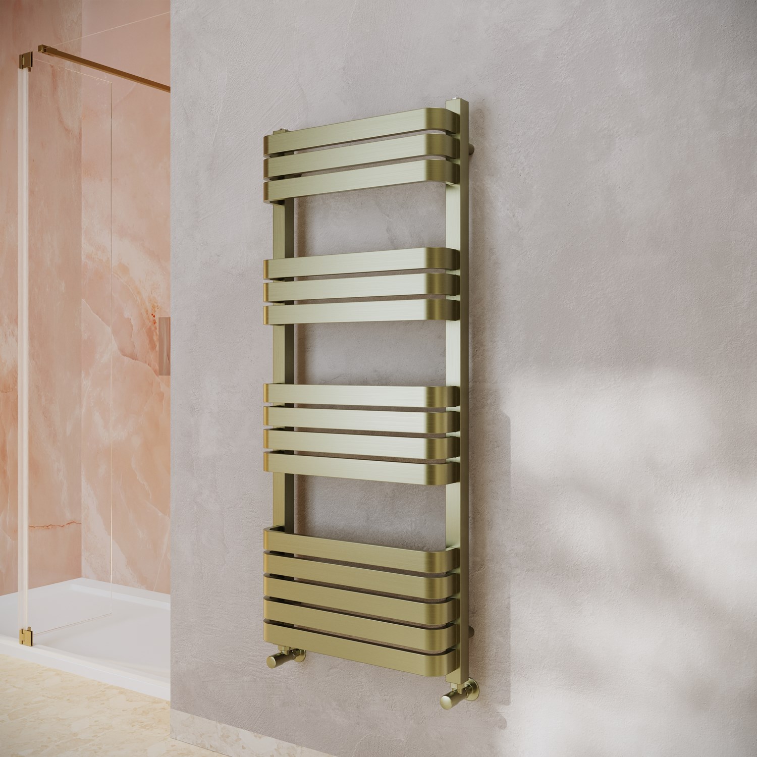 Toasty Studio Brushed Brass Heated Towel Rail - 1200 x 500mm