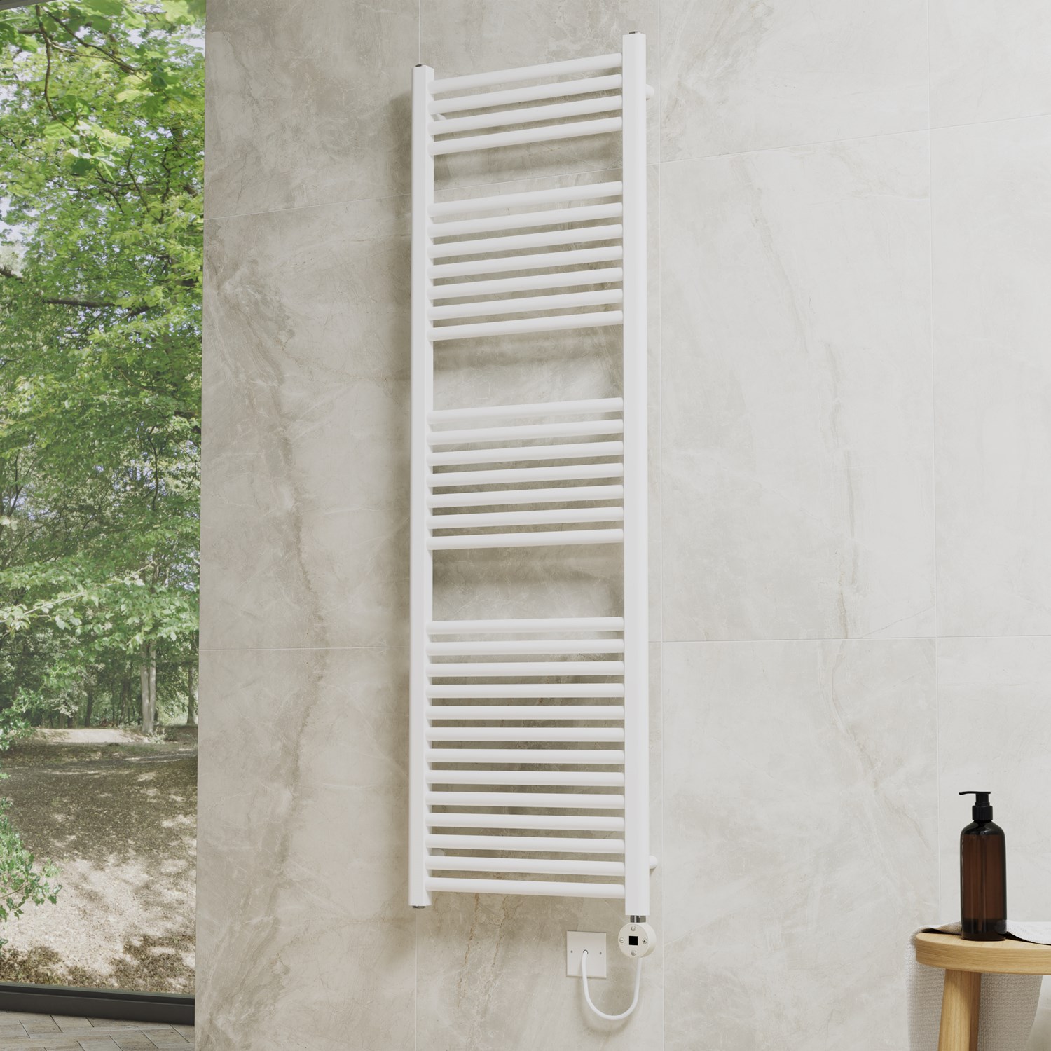 Toasty Glow Premium Matt White 25mm Electric Heated Towel Rail with Heating Element