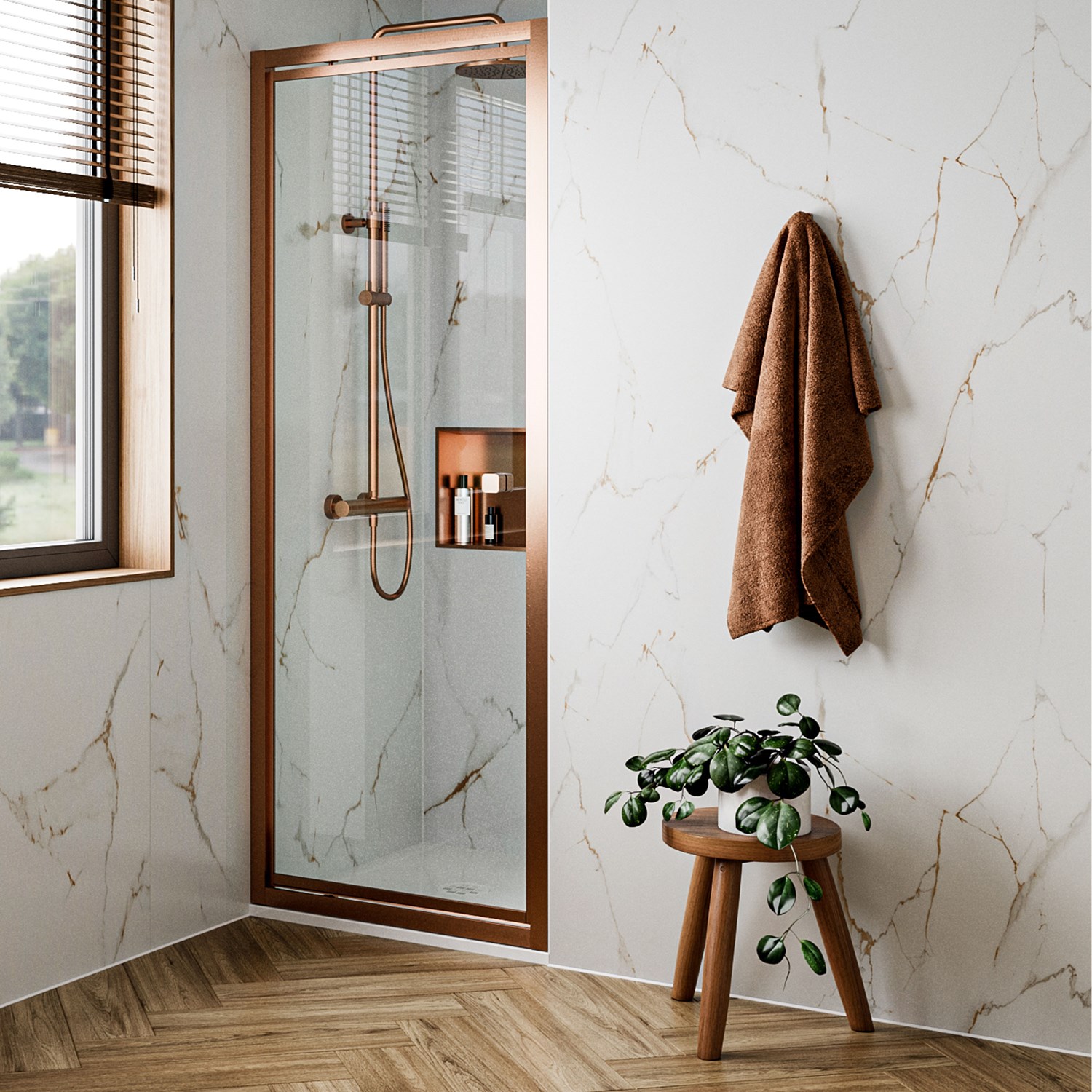 Clear 6 6mm Brushed Pivot Door & Optional Side Panel
