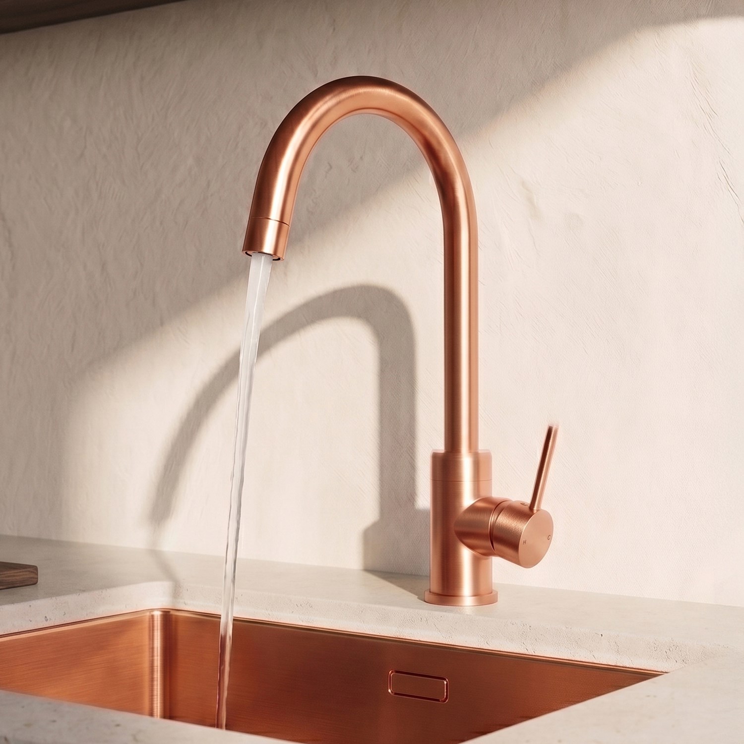 Vellamo Kara Single Lever Mono Kitchen Mixer - Brushed Copper