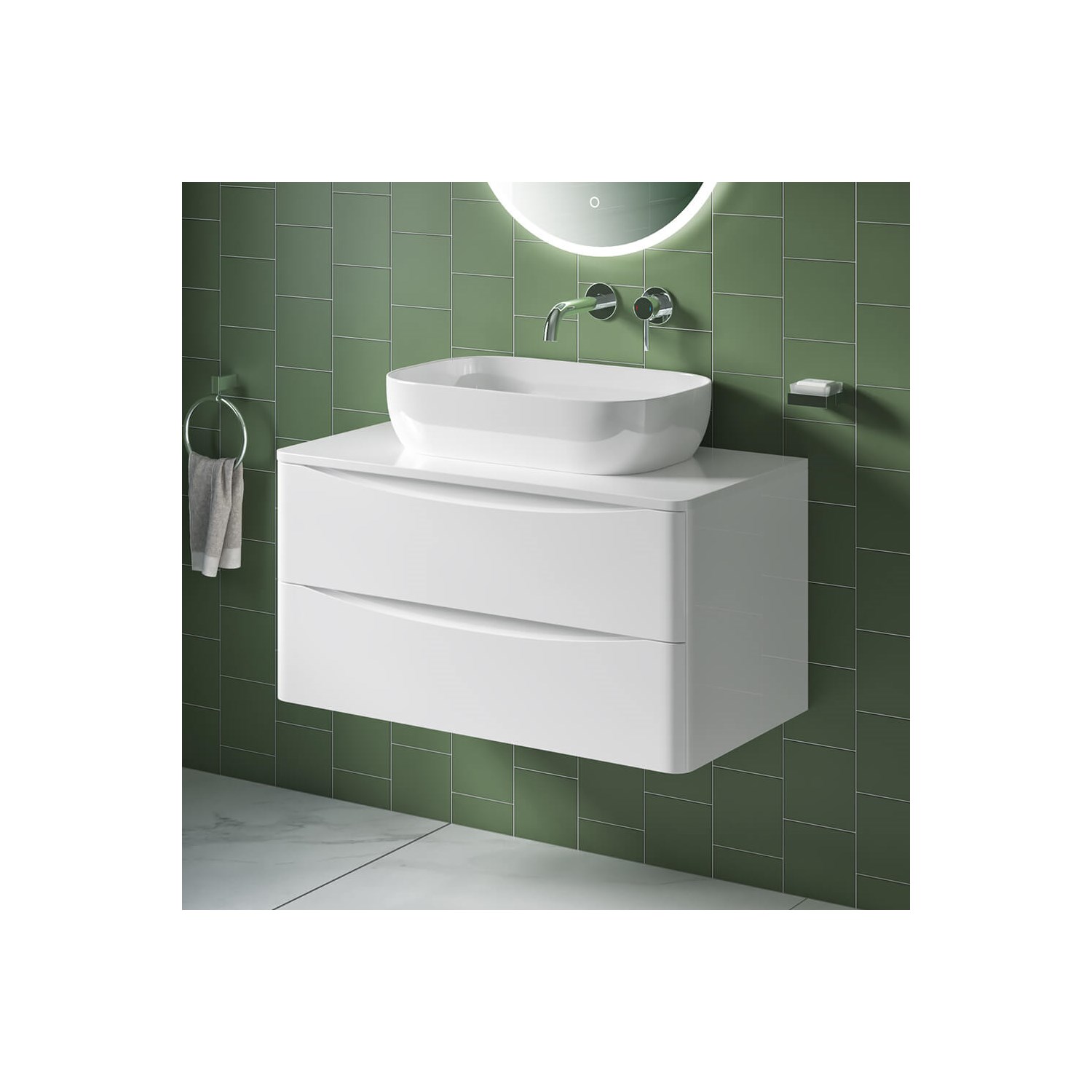 Harbour Clarity 900mm Wall Mounted Vanity Unit & Countertop Tap Warehouse