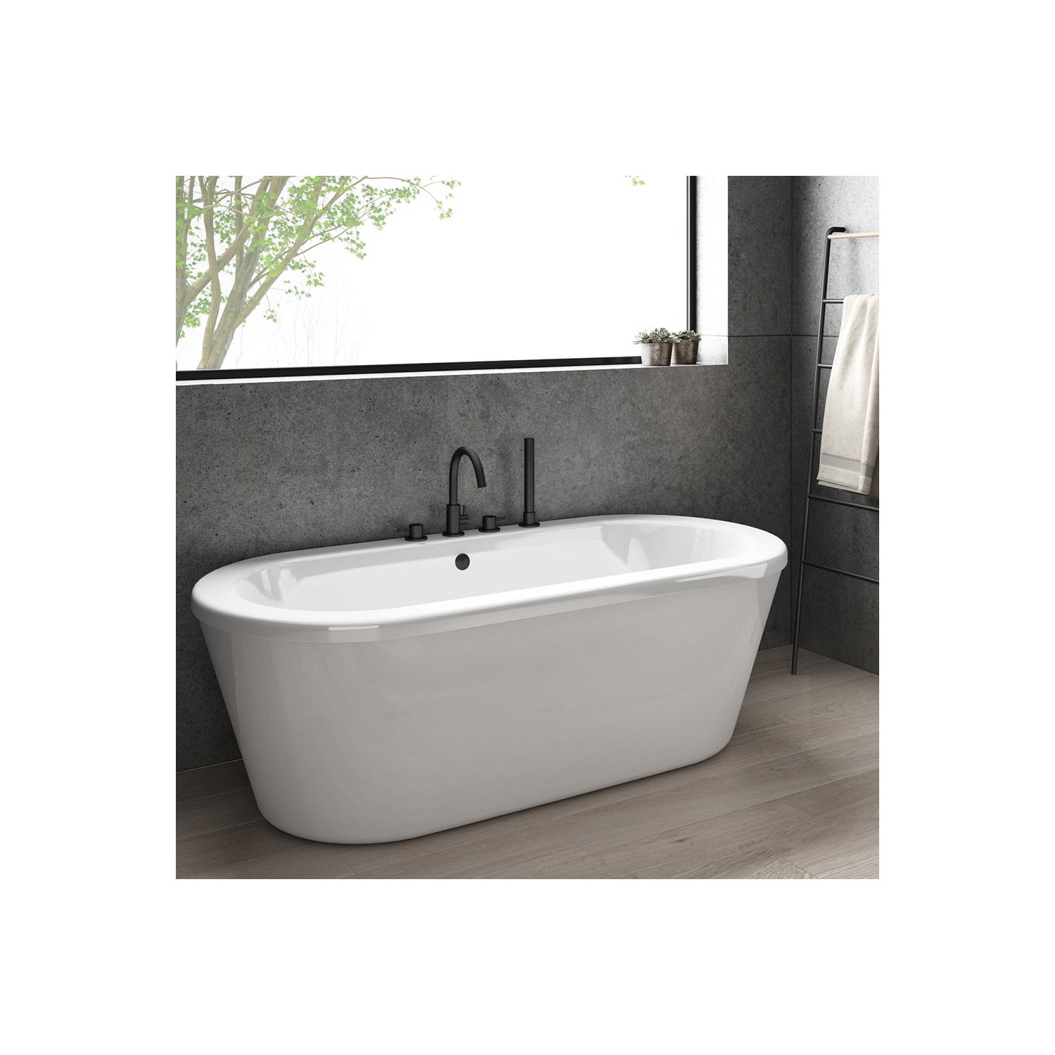 Vellamo Twist Matt Black 4 Hole Bath Shower Mixer Tap & Shower Kit