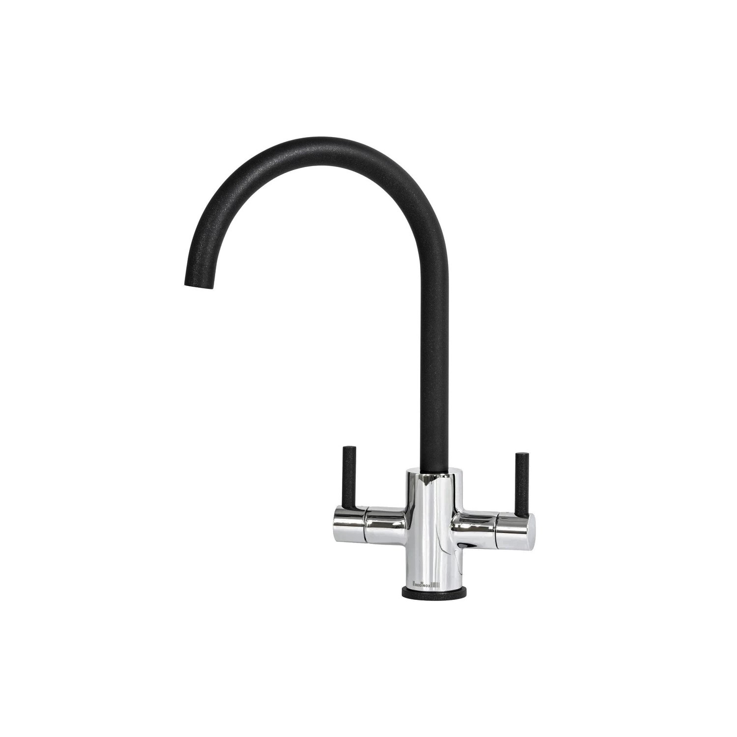 Reginox Genesis Twin Lever Kitchen Mixer Tap Chrome & Black Tap